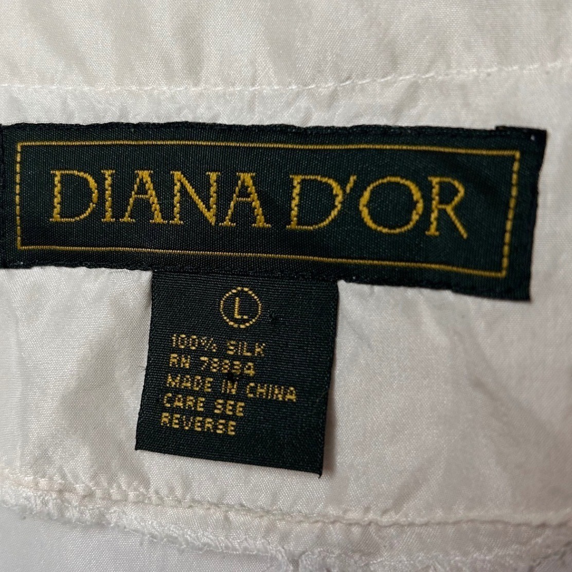 Diana D’Or 100% Silk Button Tunic Blouse Women L Ivory Minimalist Luxury Chic