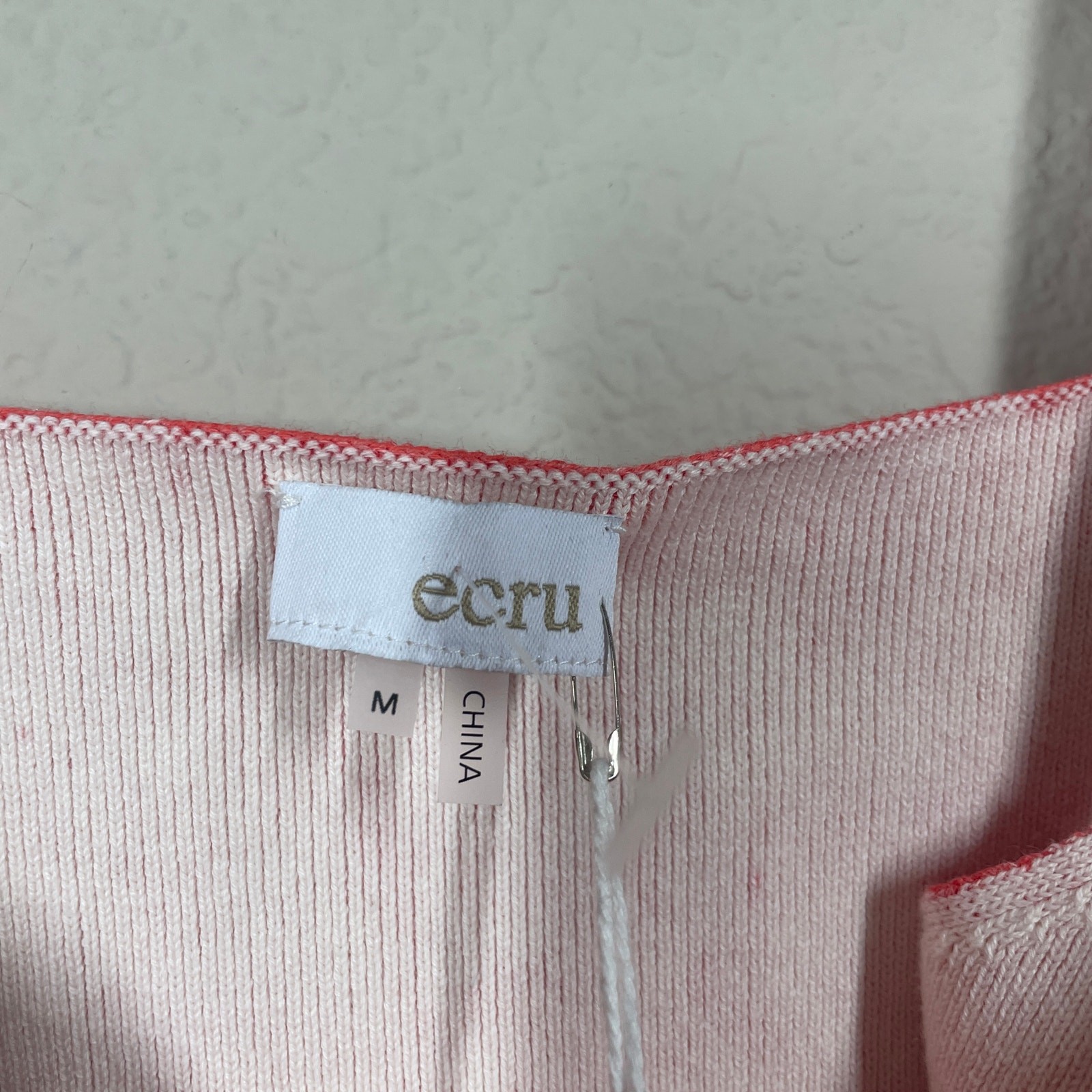 Ecru Size Medium Printed Square Neck Tank Top Red Washed Scarlet Cotton Rib
