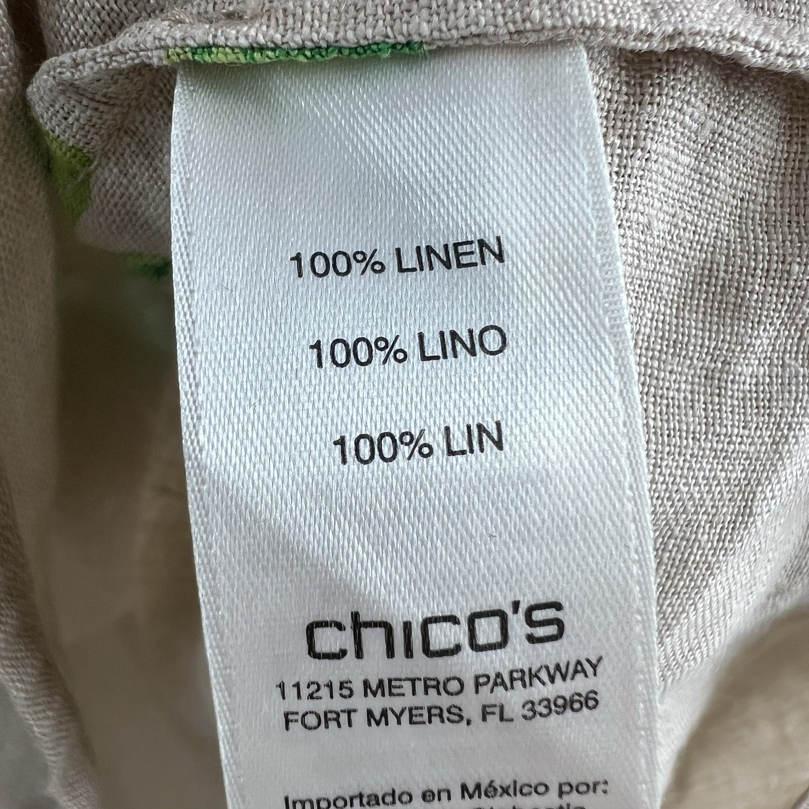 Chicos Womens Shirt Vibrant Floral Linen Pullover Beachy Coastal 3P XL Petite