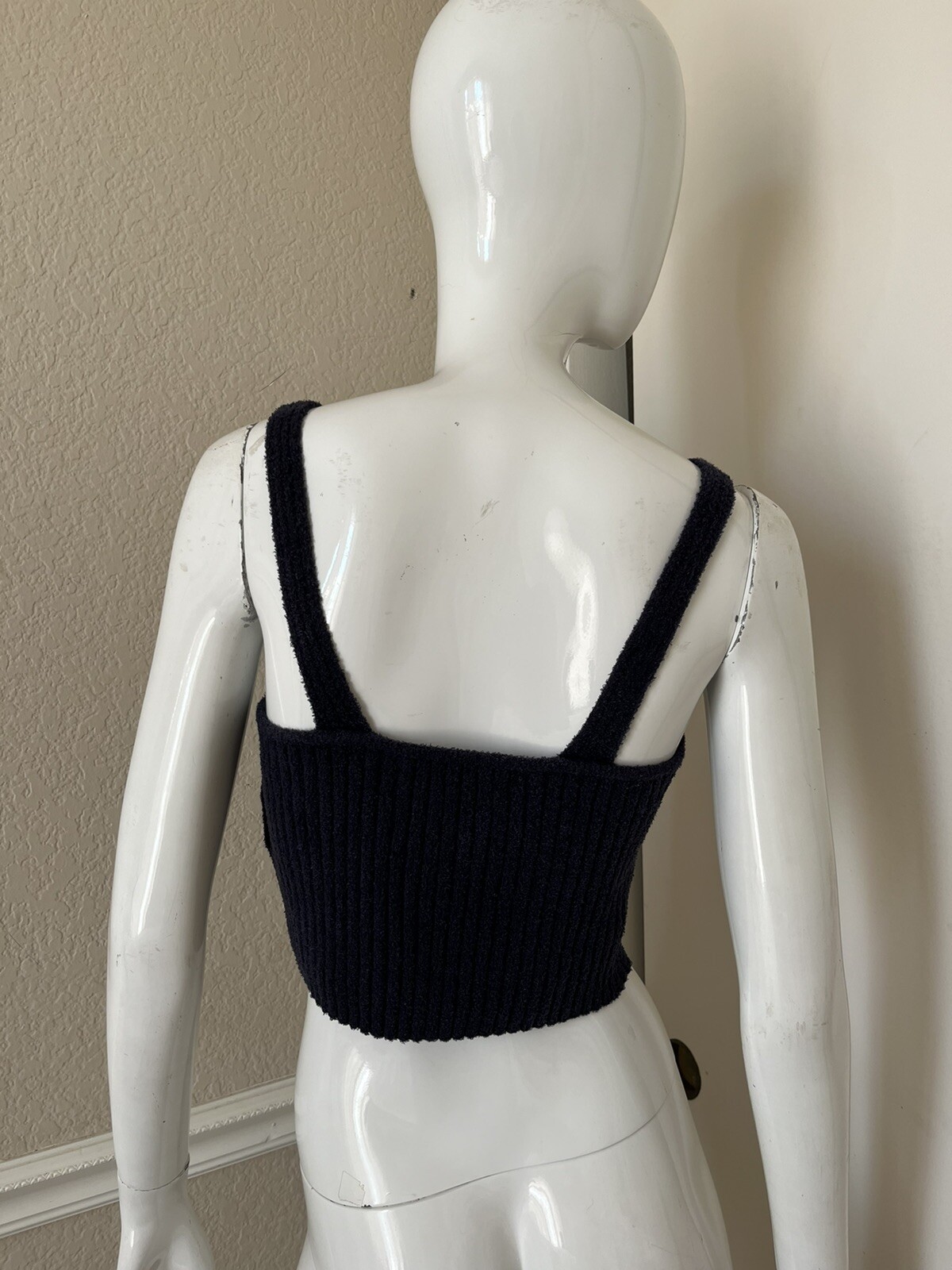 ONE GREY DAY NEW! Navy Blue Ribbed Knit Cropped Tank Top Sz XS NWOT!