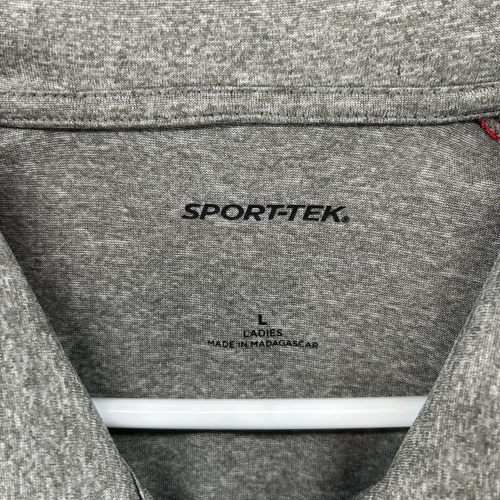 Sport-Tek Women’s Polo Size Large Gray Red Short Sleeve Collared