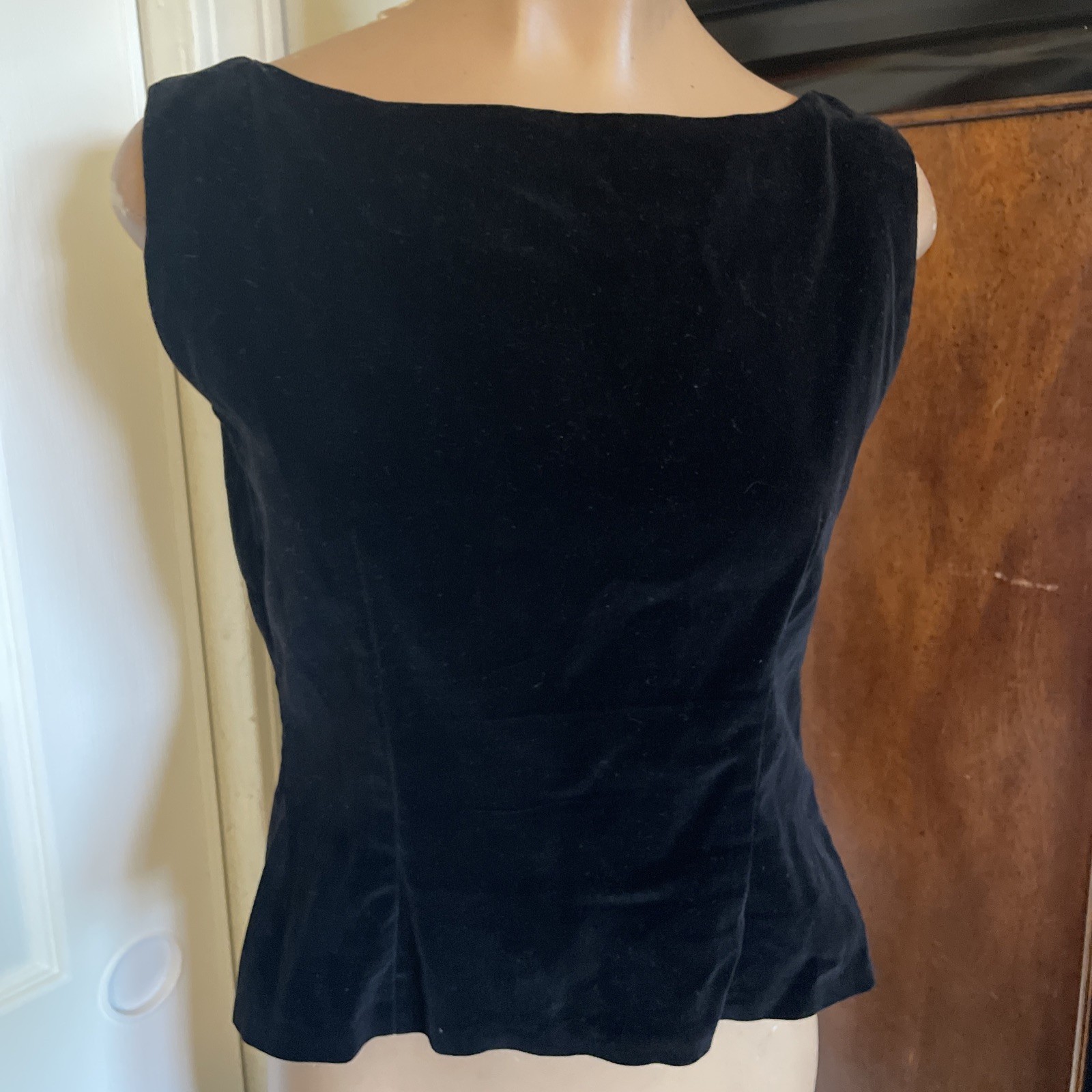 Vintage Black Velvet Shirt Top Blouse 50s 60s Retro Steampunk Goth