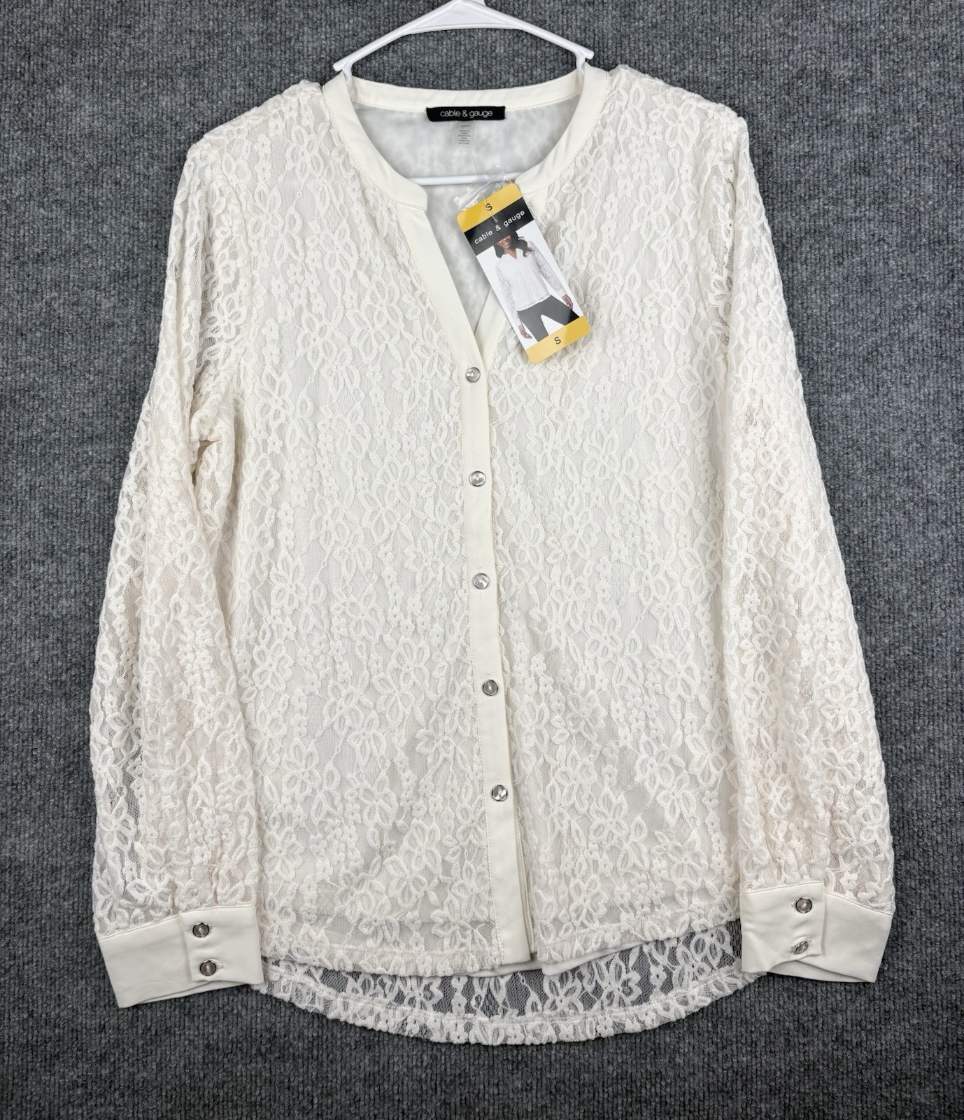 Cable & Gauge Women’s Lace Blouse Whisper White Size Small New With Tags