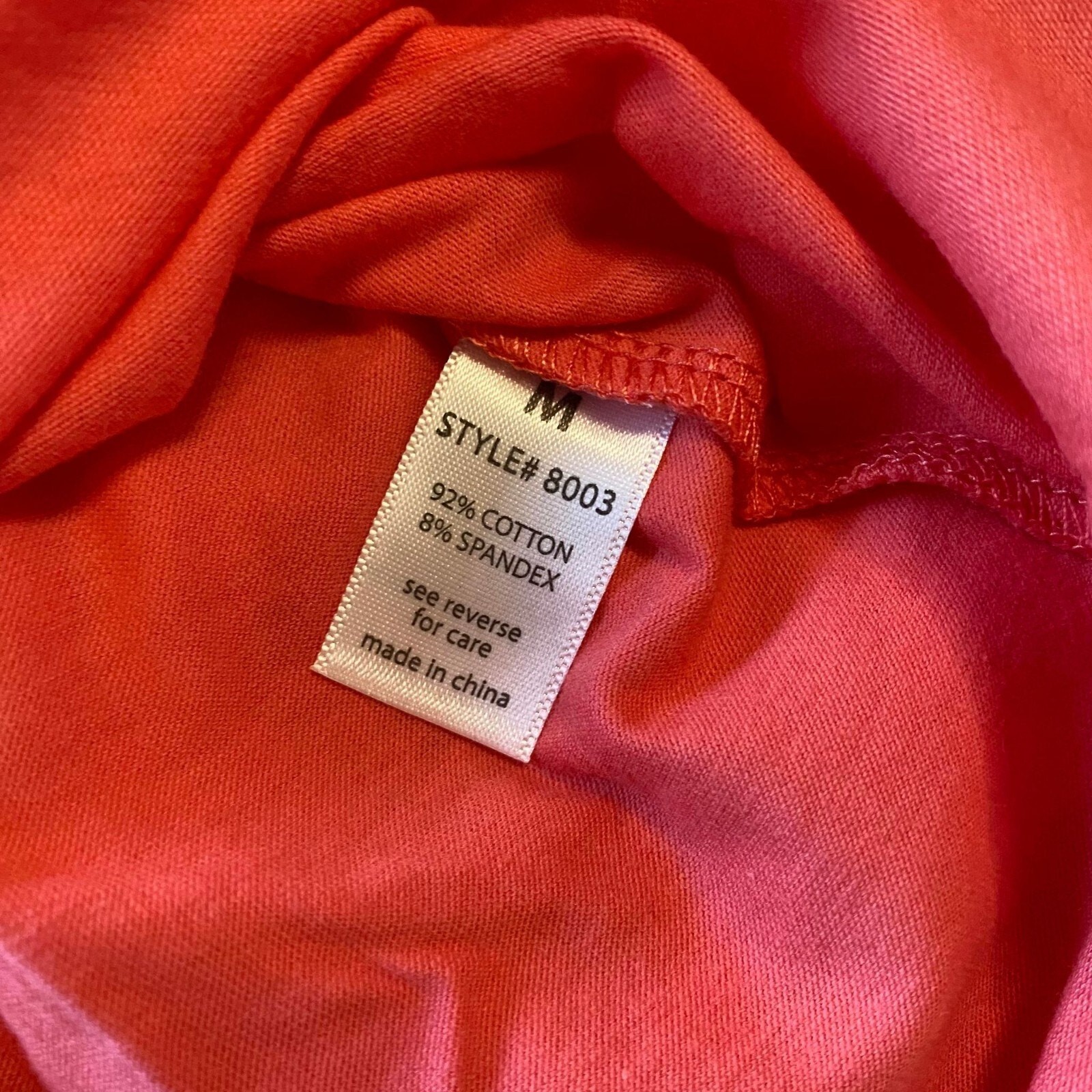 Active Basic V Neck TShirt Long Sleeve Cotton Top Lightweight Peach Medium