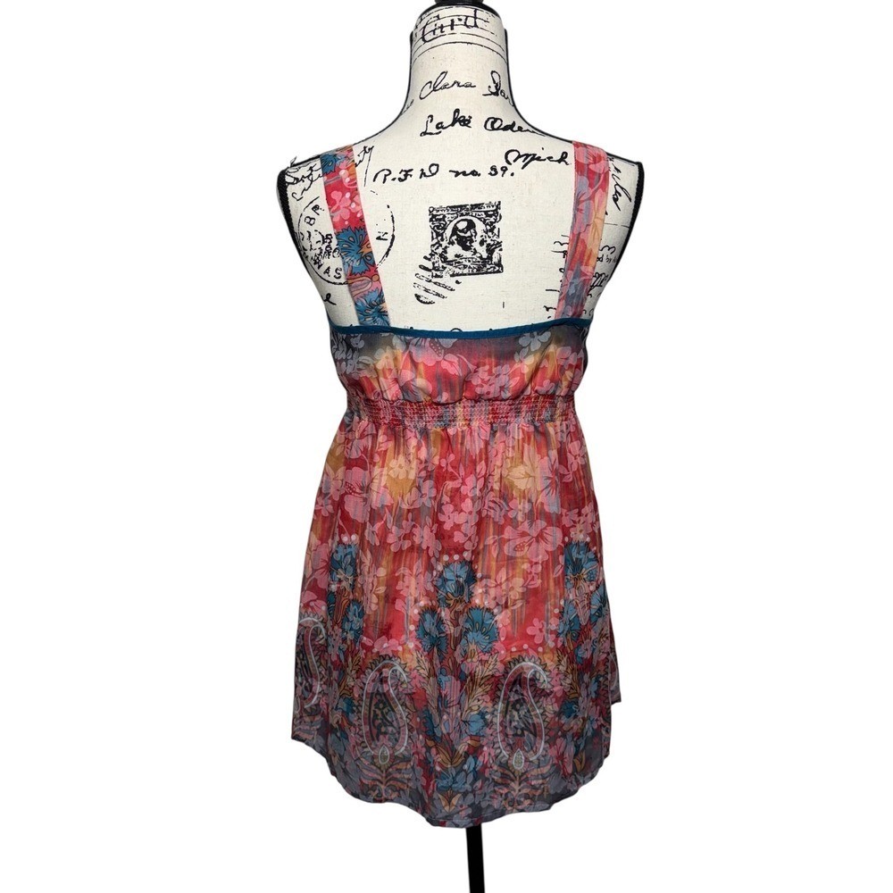 Lucca Women S Floral Print Sleeveless Button Front Empire Waist Top