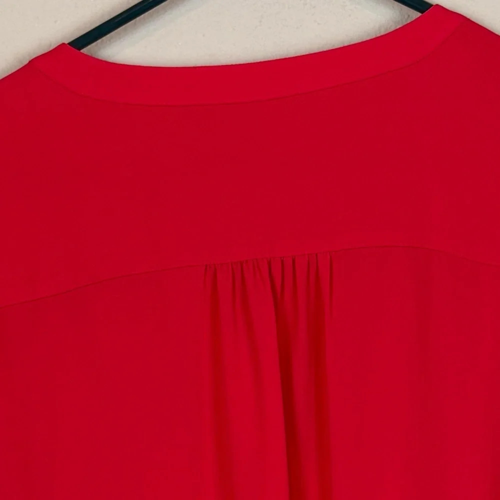 BCBG MaxAzria Gena Red Berry Lightweight Semi-Sheer Pull Over Tunic Top Blouse