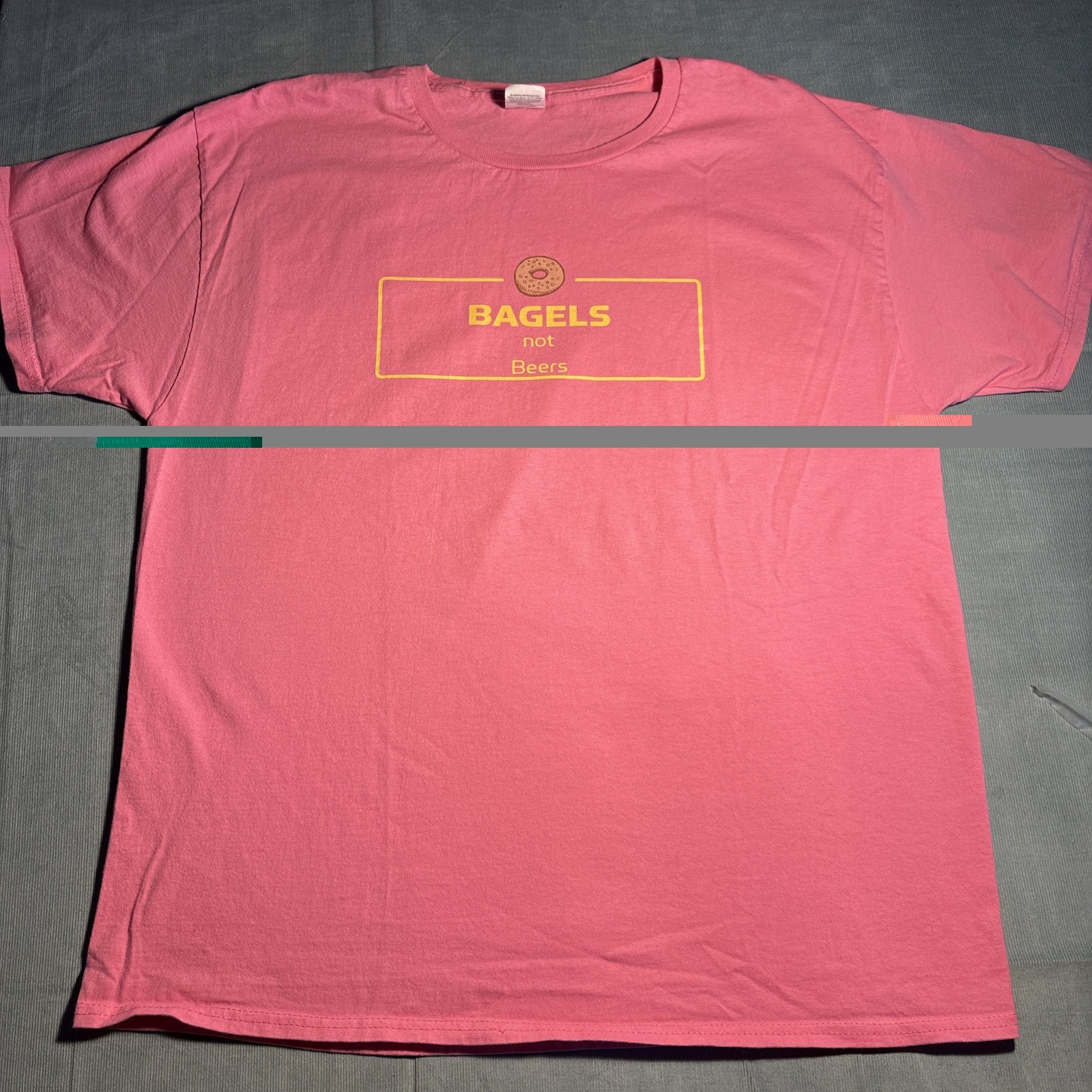 Hanes T-Shirt Womens Large Pink Bagels not Beers