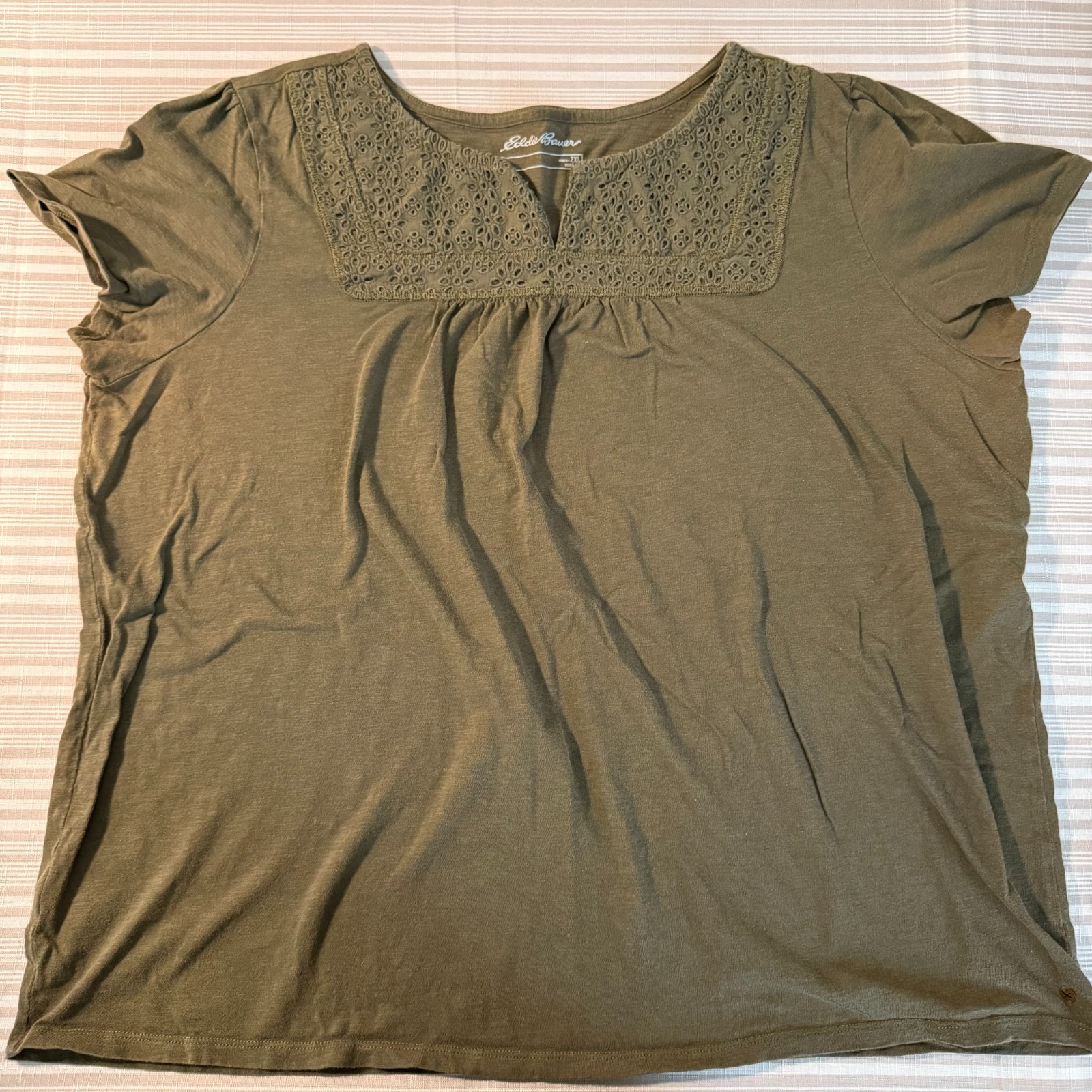 Eddie Bauer Womens soft cotton shirts short sleeve tops 2x lot of 7 plus size