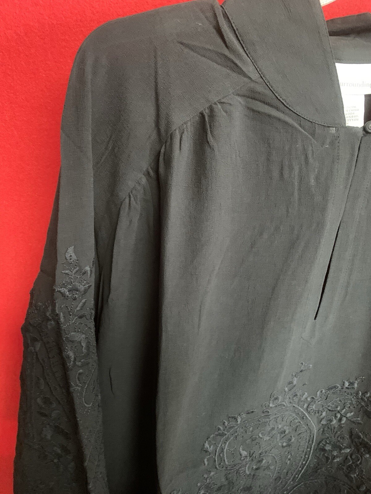 Soft Surroundings Morocco Tunic Embroidered Black Size 2X Women’s New With Tags