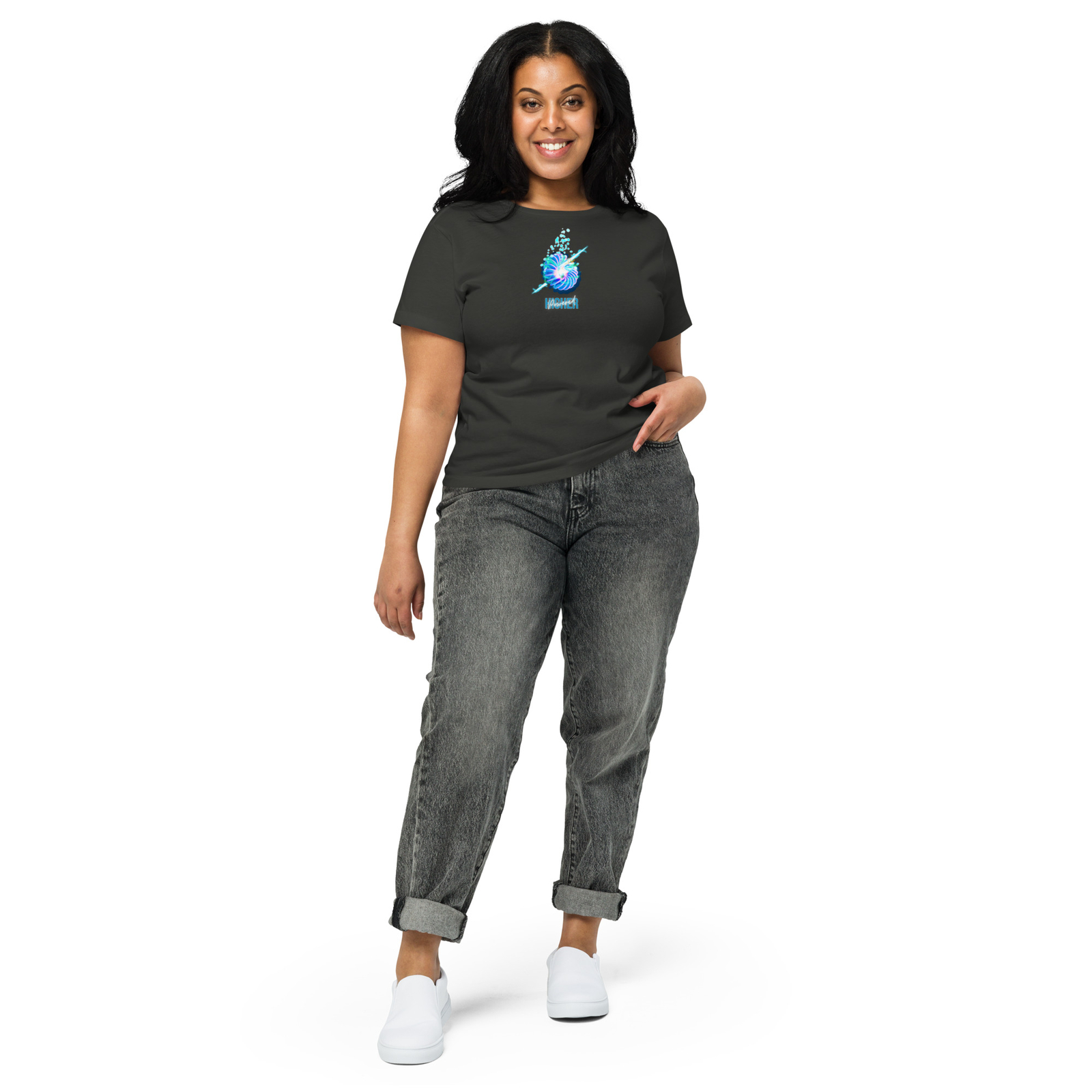 Higher Powered Blue Logo- Women’s high-waisted t-shirt