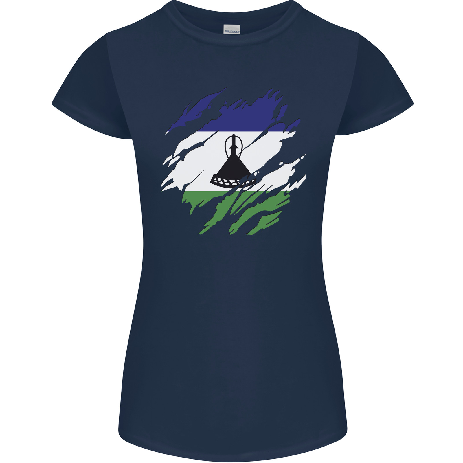 Torn Lesotho Flag Basotho Day Football Womens Petite Cut T-Shirt