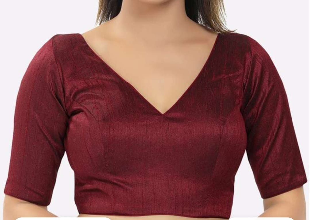 Designer Banarsi silk V Neck Back open party wear /House wear Saree Blouse