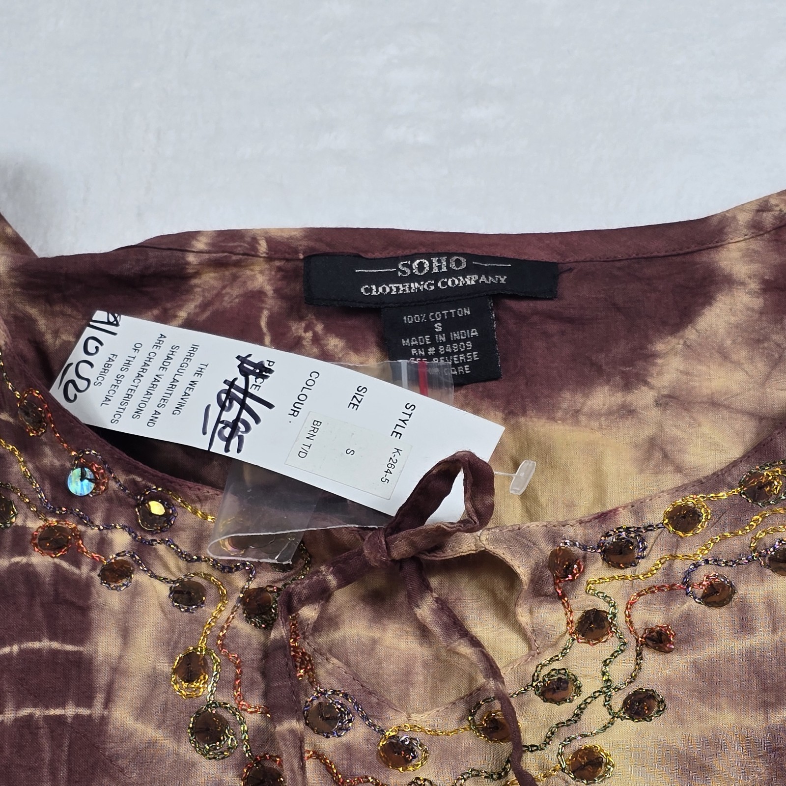 Soho Clothing Company Boho Tie Dye Women’s Size Small Top New
