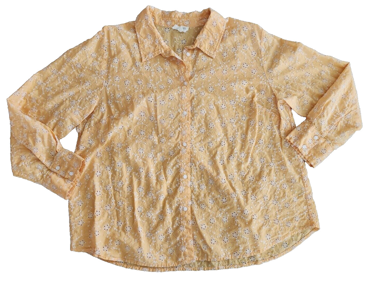 Candace Cameron Bure Button Up Blouse Women’s XL Petite XLP Yellow Cutout