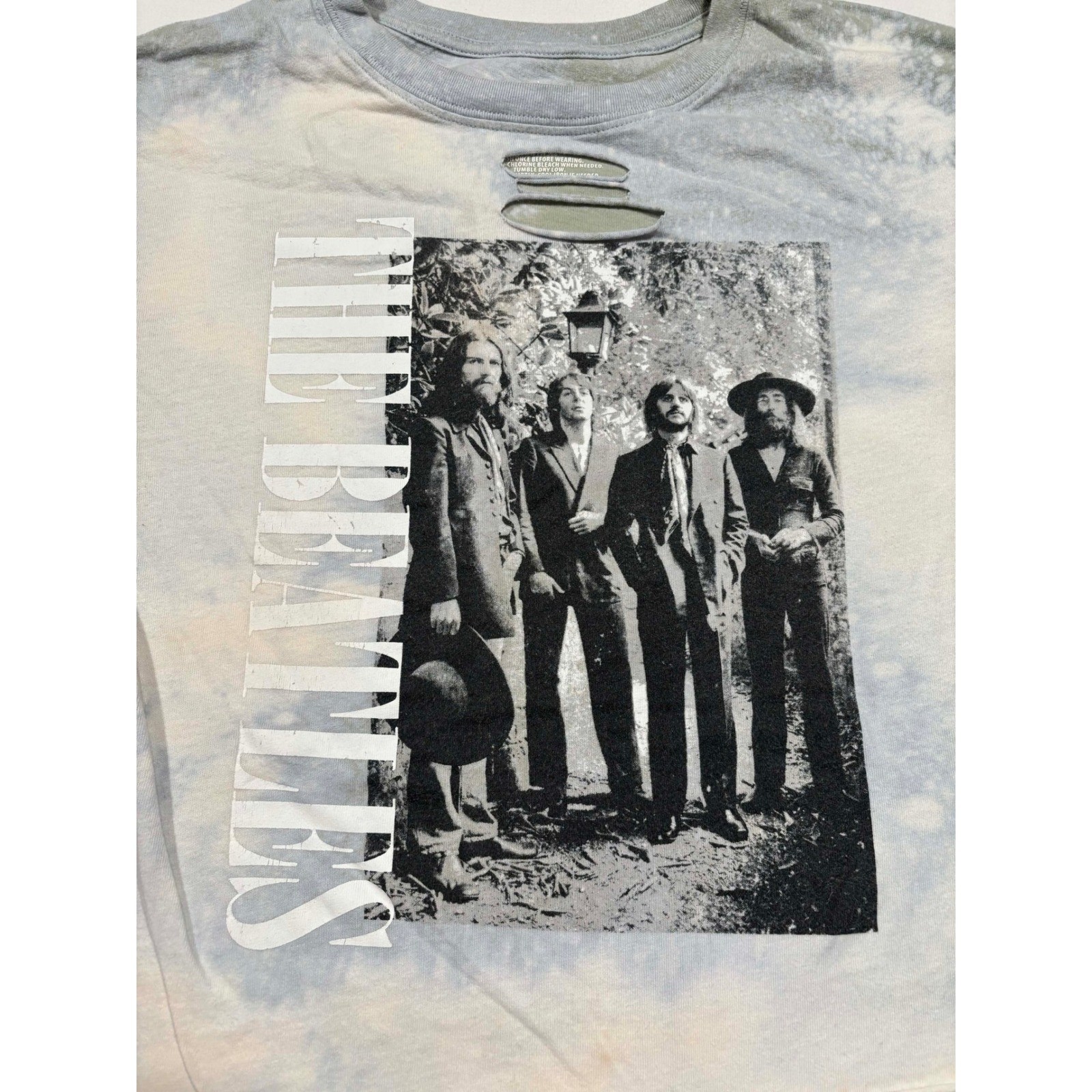 The Beatles Bleached Distressed Graphic T-Shirt Sage Green S 2021 Apple Corps