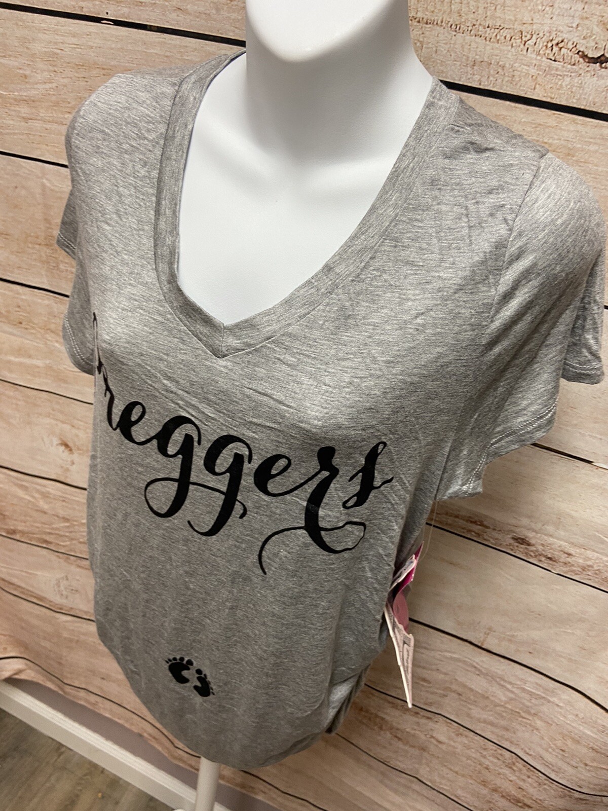 French Pastry Short Sleeve “Preggers” Shirt Size Medium Womens Gray New NWT Top