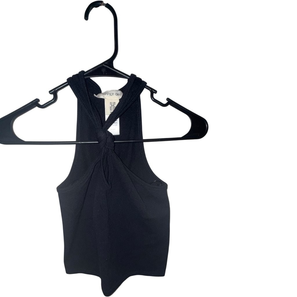 Happily Grey Black Knot-Front Tank Top