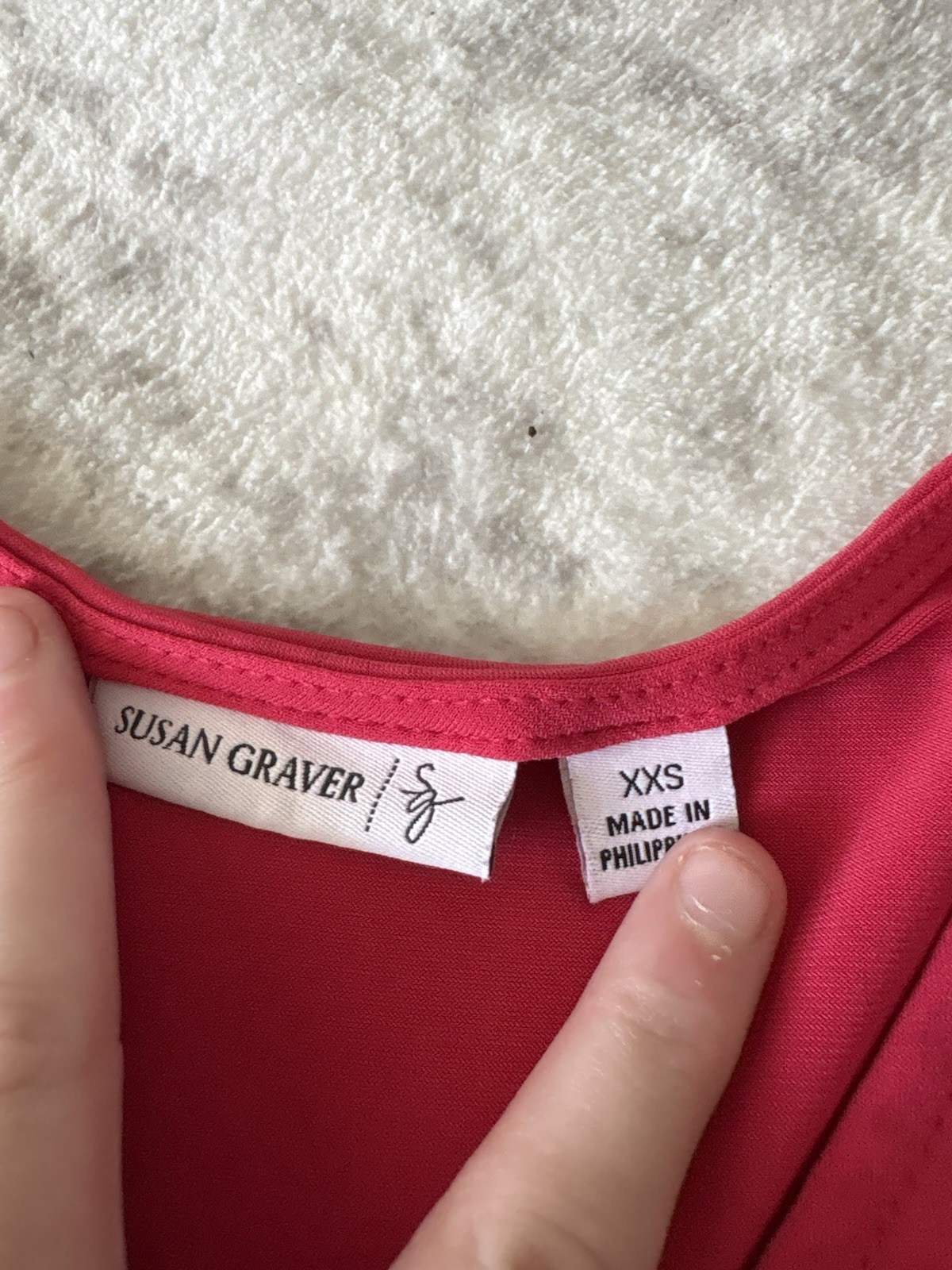 Susan Graver Women’s XXS Red Solid V-Neck Sleeveless Ring Accent Jersey Tank