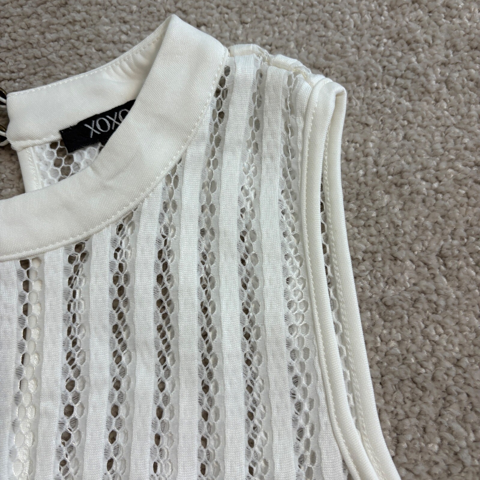 NWT XOXO White Sleeveless Top – Sheer Lace Overlay – Contemporary Style – S