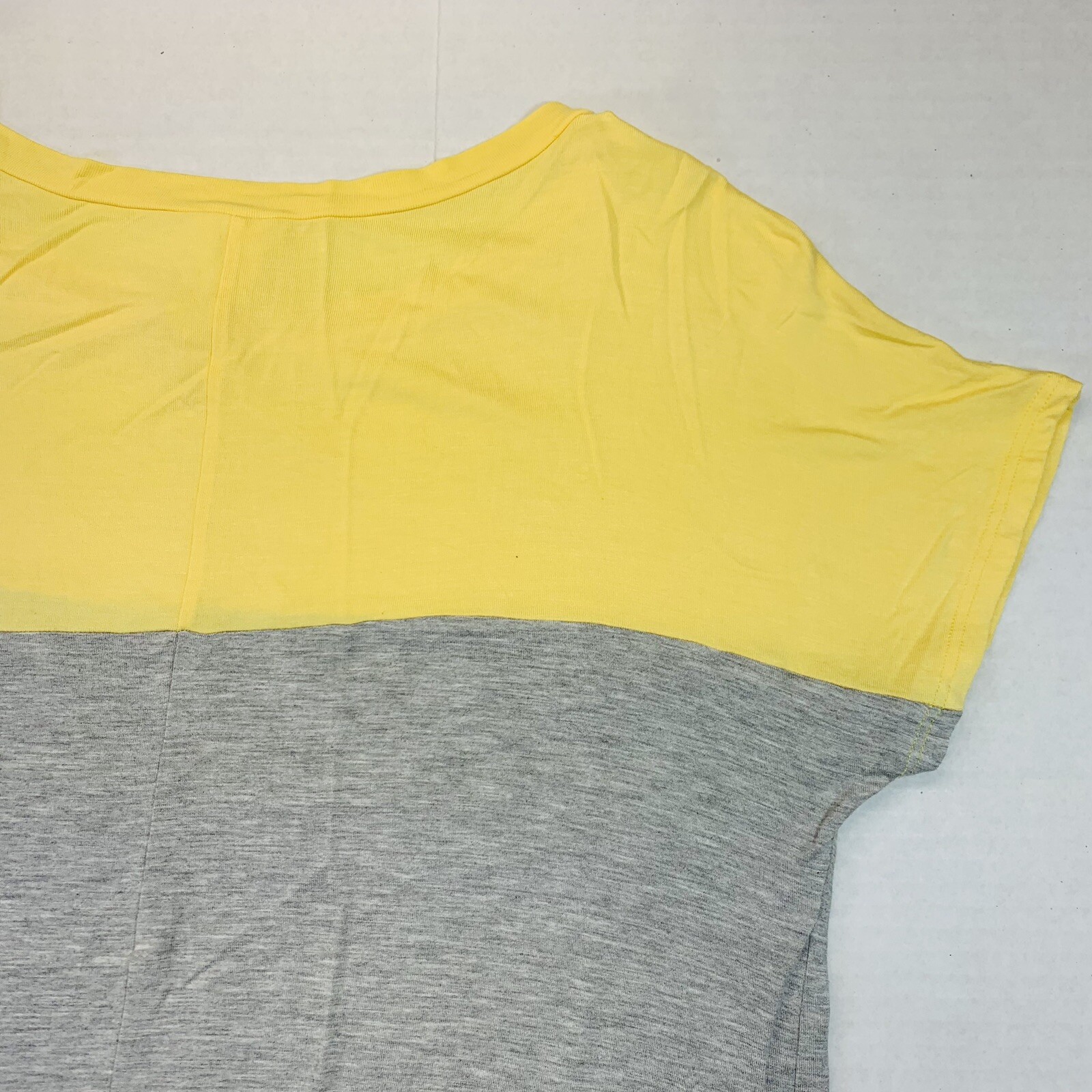 Sew In Love Top Shirt S Colorblock Yellow Gray Blue Gathered Bottom NWOT