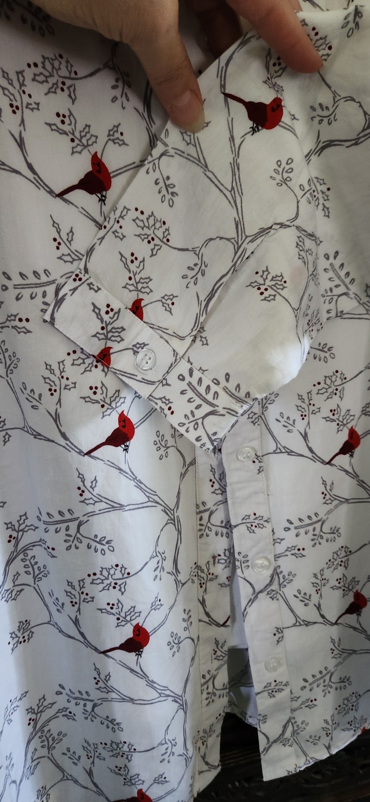 Vermont Country Store Women XL Top Tank Shirt Set Cotton White Red Cardinals