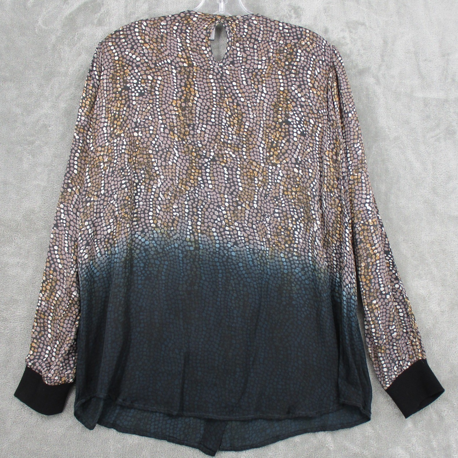 NU Denmark Blouse Womens Medium Button Keyhole Abstract Lightweight Career