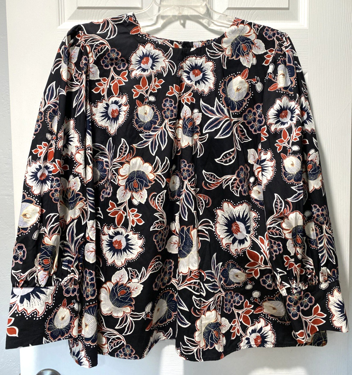 Who What Wear Top Button Up Back Multicolor Floral Long Sleeve Work Size 2X NEW