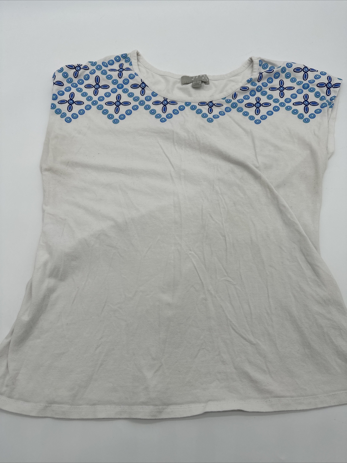 Carolyn Taylor Blouse Women Large White Graphic Print Logo…#6200