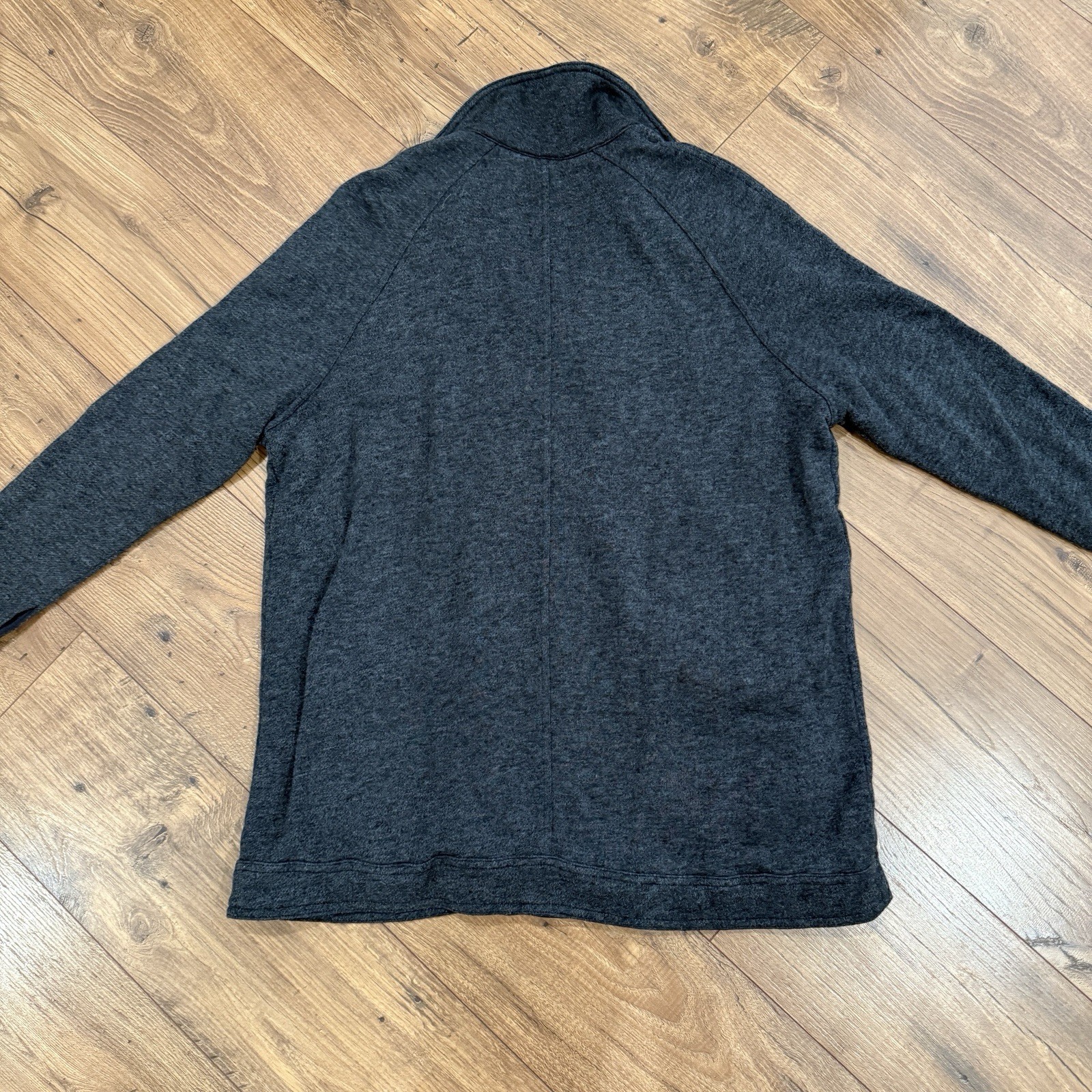 Free People Gray Grey Linen Blend Slouchy Fit Pea Coat Sz S Oversized Jacket