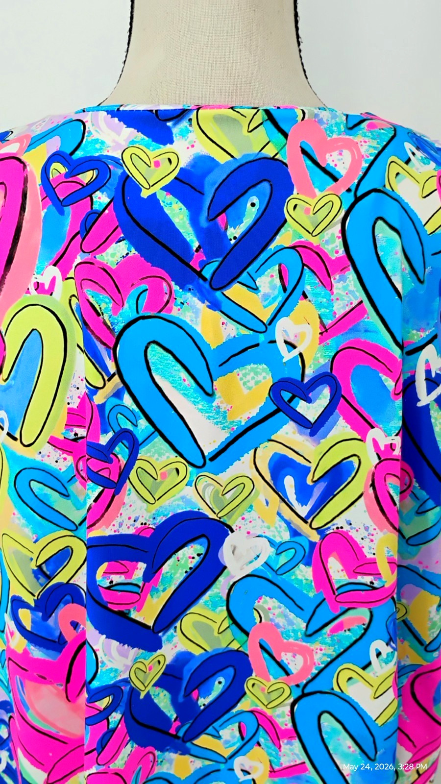 NEW Lulu-B Secret Love Hearts Short Sleeve Top UPF 50 Multicolor Size 1X
