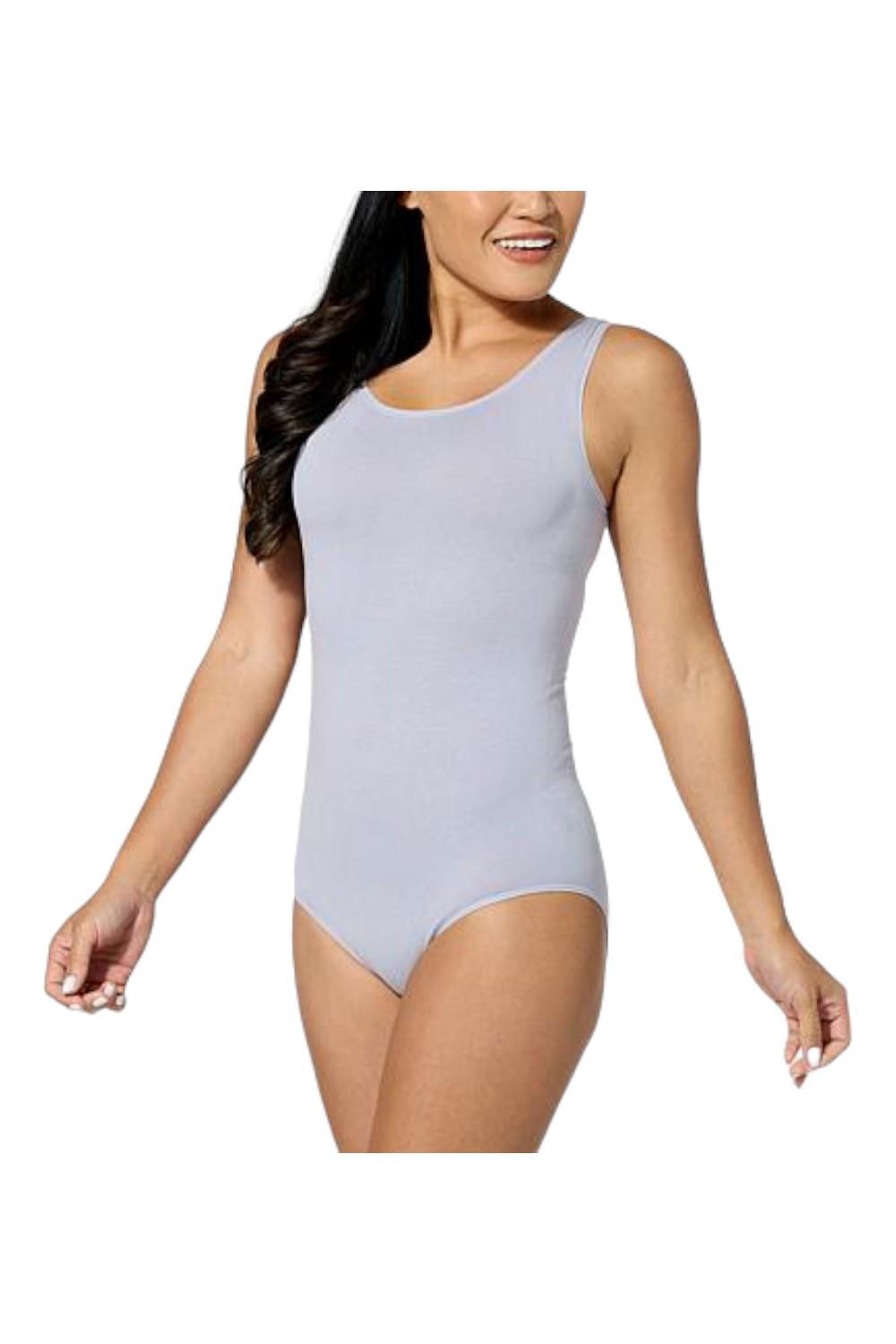 Yummie Cotton-Blend Full Back Tank Bodysuit Gray