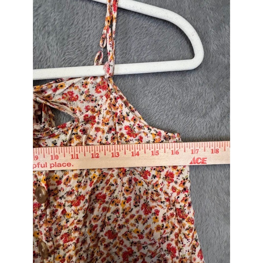 Daytrip Womens Floral Button Front Cami Top Orange Red Yellow Boho Size Large