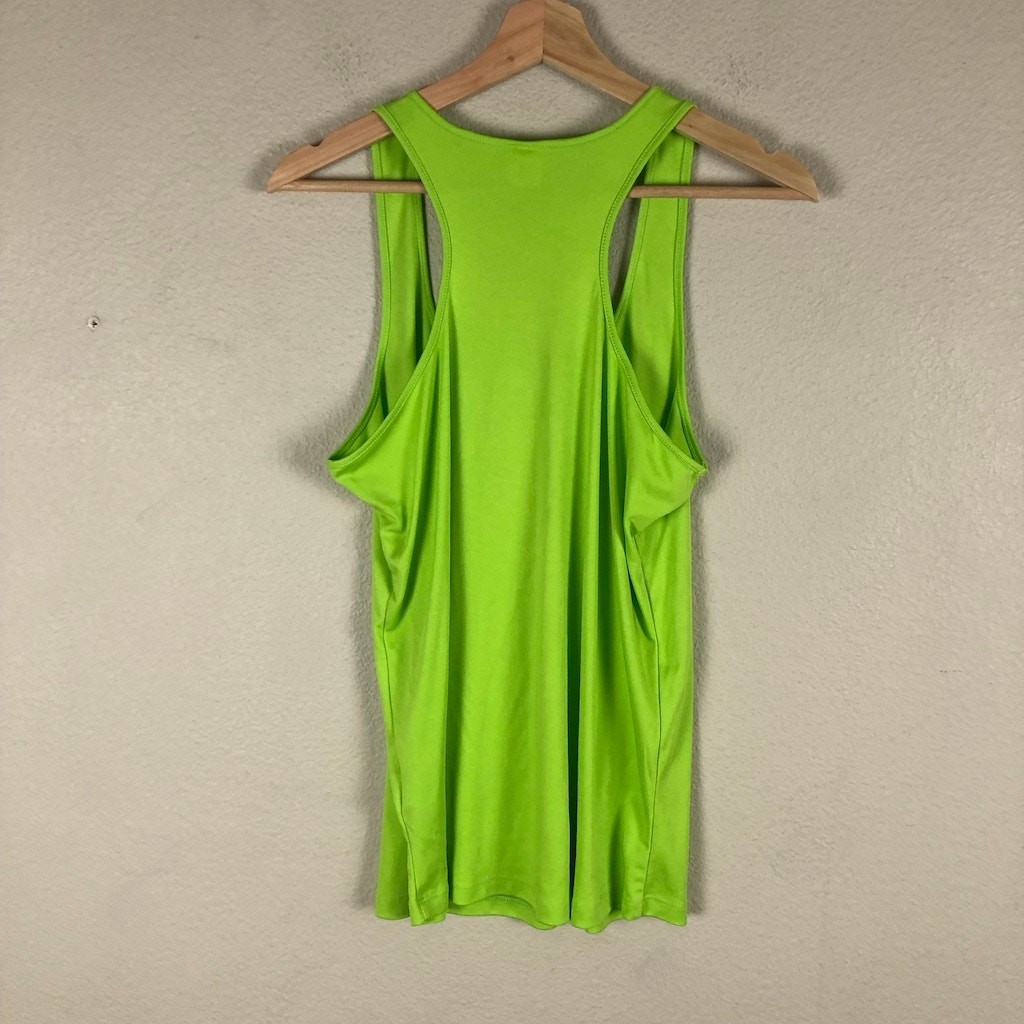 Sport Tek Racerback Performance Tank Women L Neon Green Pink Graphic Workout Gym
