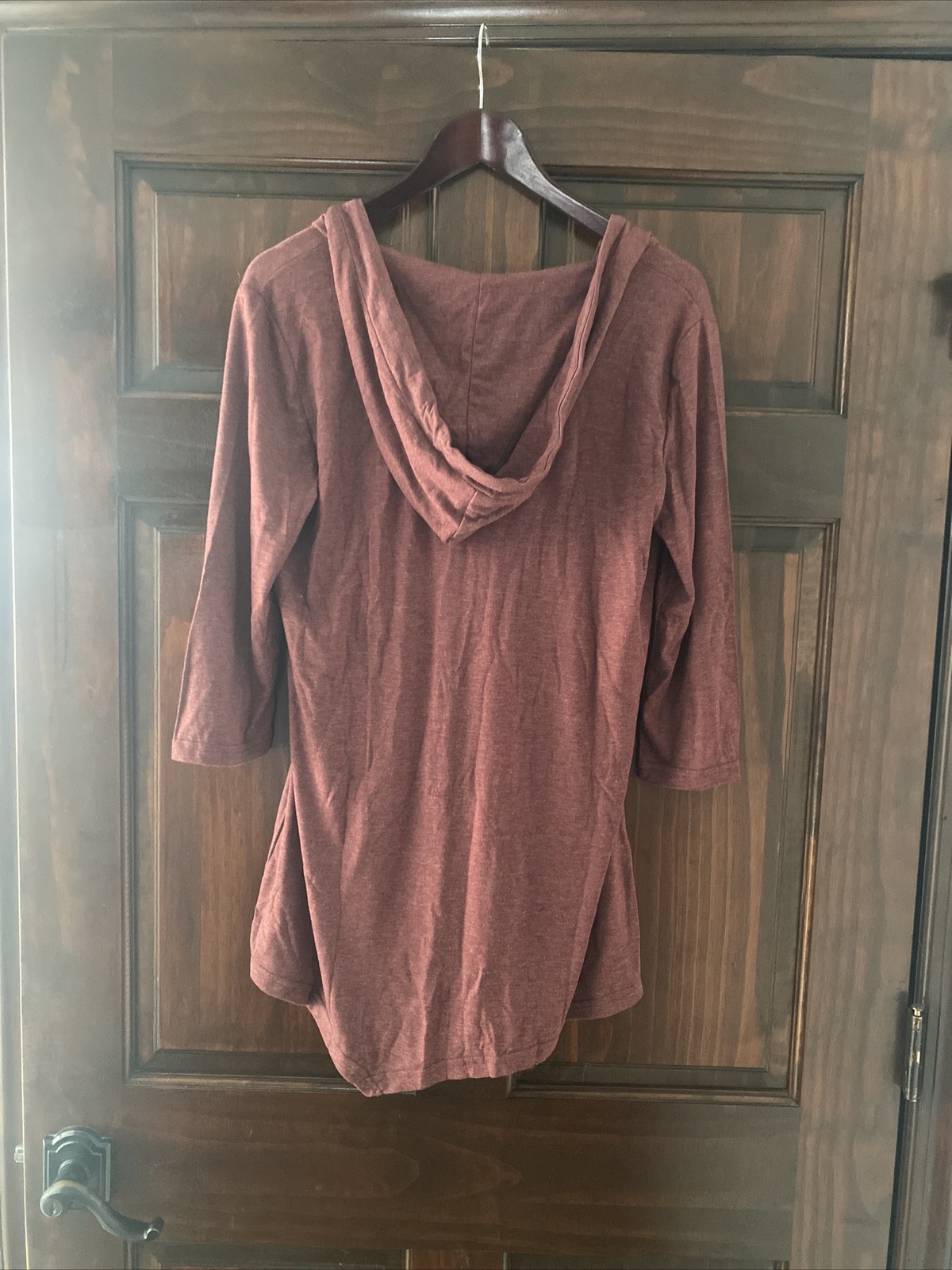 Timeson Hoodie Womens L Wine Pullover Kangaroo Pocket V Neck Mid Sleeve – New