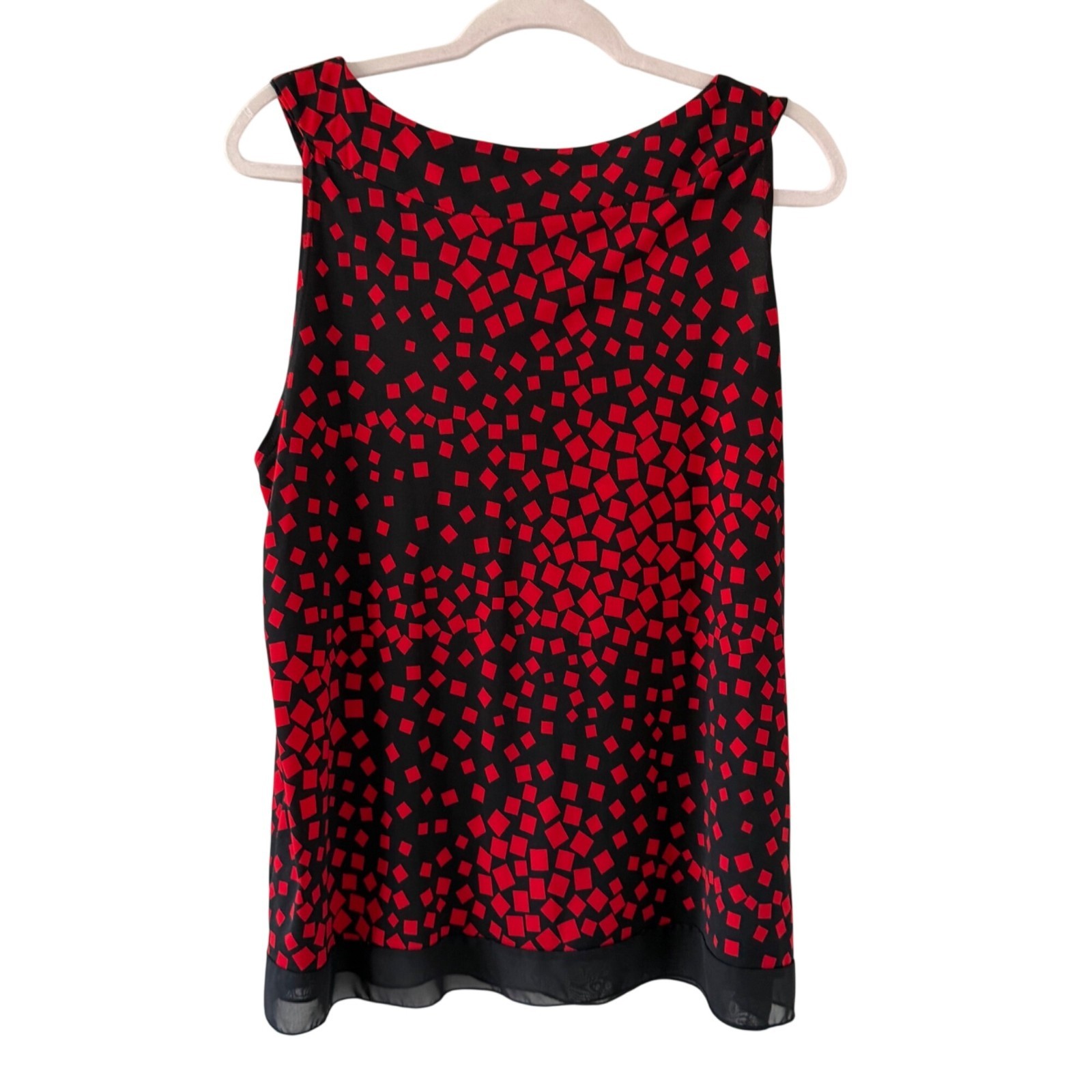 Roz & Ali Red & Black Sleeveless Geometric Print Blouse Sz XL blouse