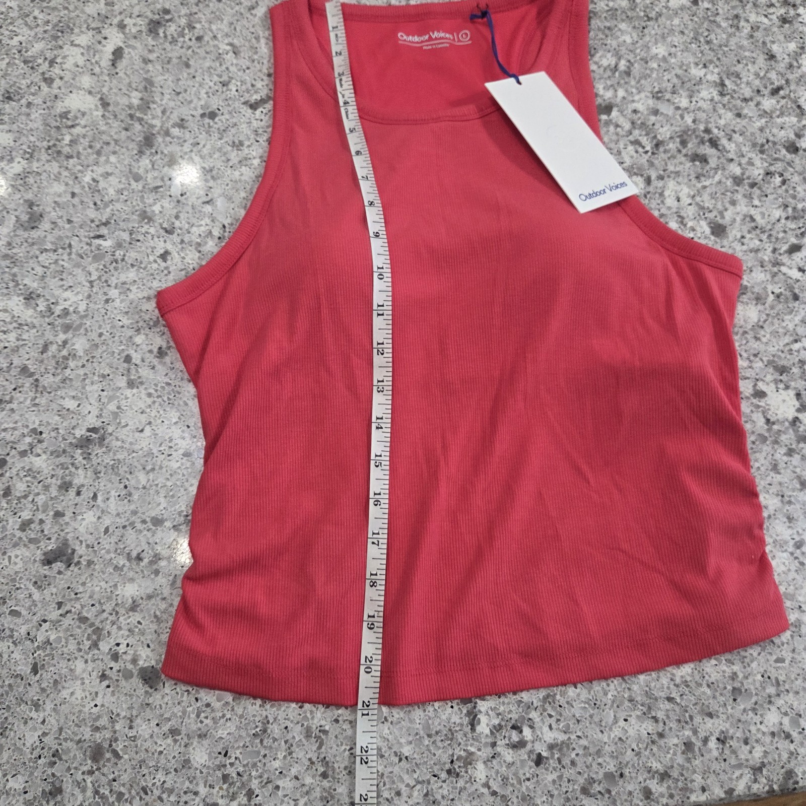 Outdoor Voices Women’s Side Ruched Ribbed Tank Top Built In Bra Size Large