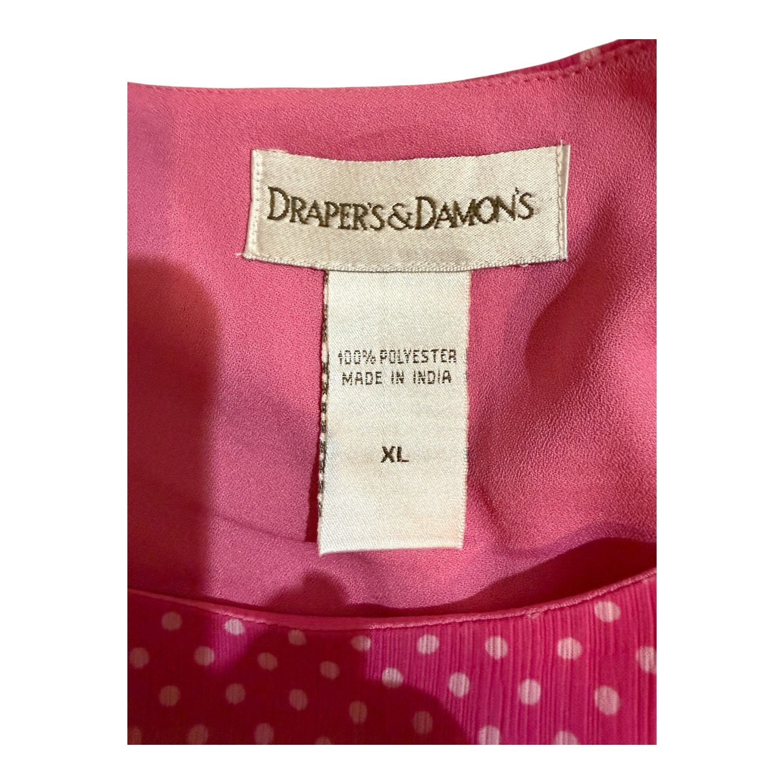 Draper’s & Damon’s Sz PXL Pink Polka Dot 3/4 Sleeve Top Set (Tank & Button-Up)