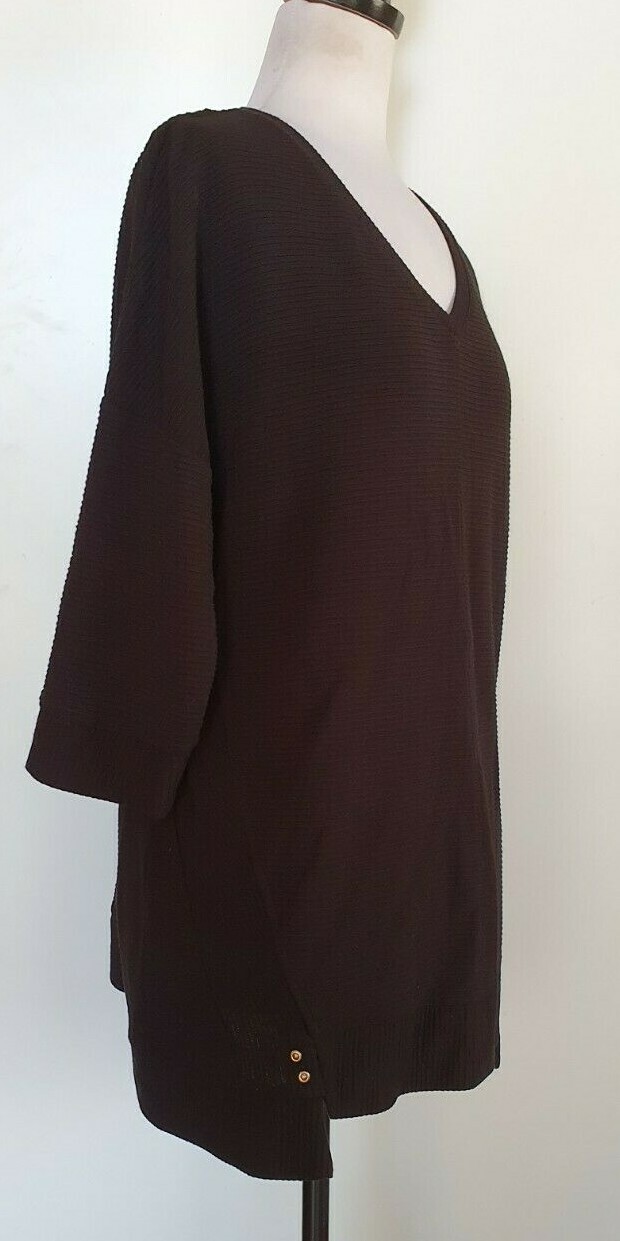 VIRTUELLE Top Womens Black Ribbed Stretch Knit Size XXS