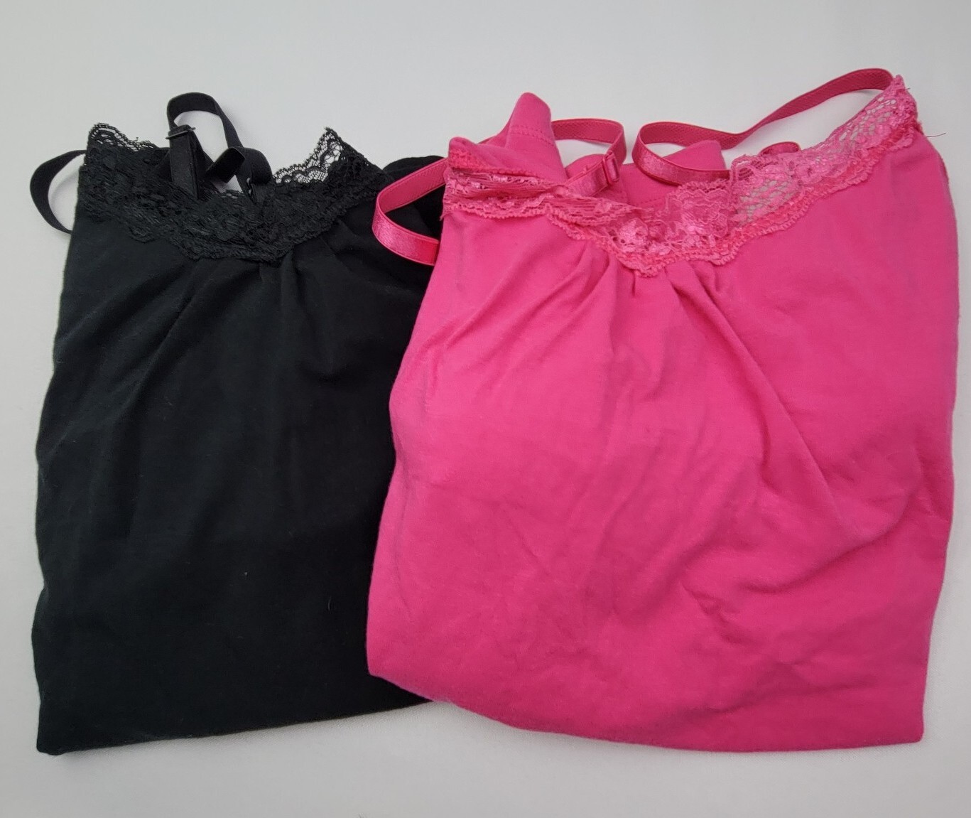 2 Allison Britney Camisoles Womens Size Medium Black Pink Pit To Pit 15.5in