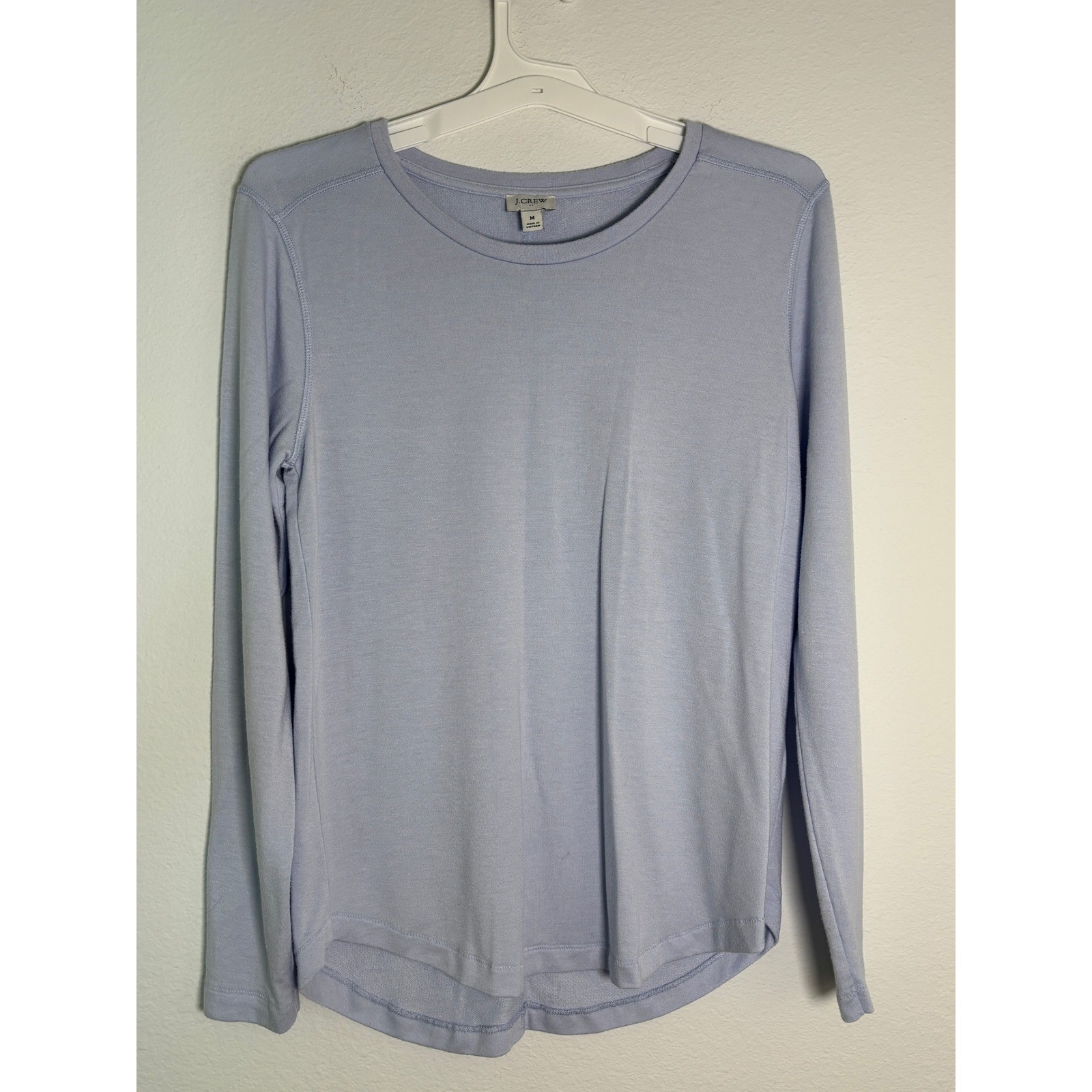 J.Crew Womens Periwinkle Blue Long Sleeve Crewneck Curved Hem Top Size M