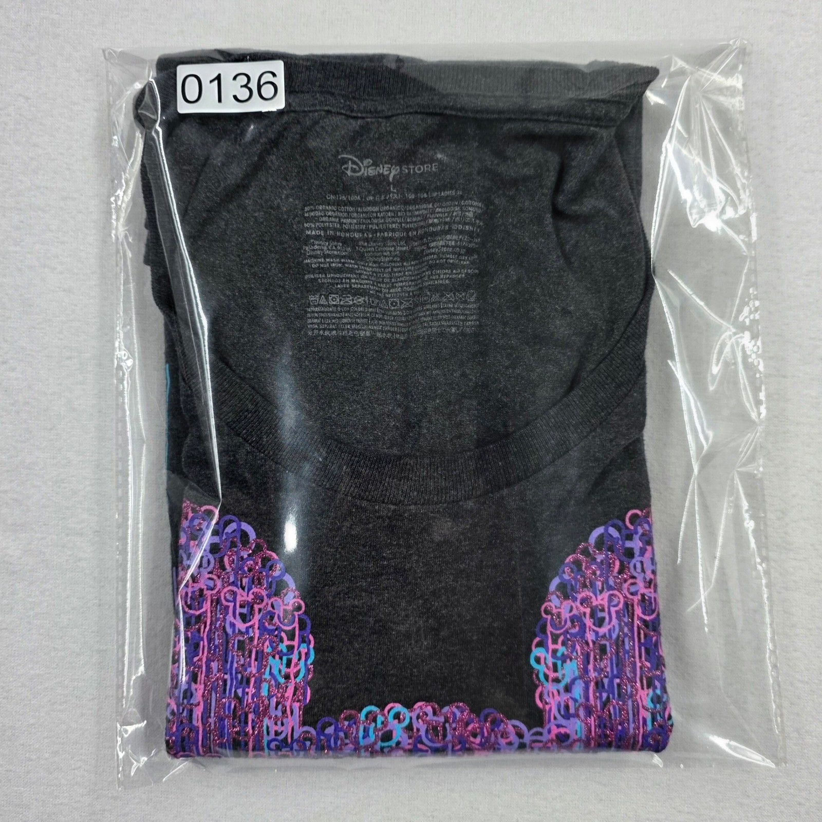 Disney Store Mickey Mouse Drip Graphic Tee Charcoal Grey Glitter Women Large