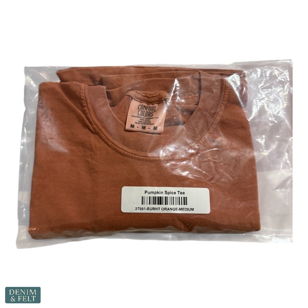 NEW Comfort Colors Pumpkin Spice Graphic Tee Burnt Orange Fall Starbucks Small