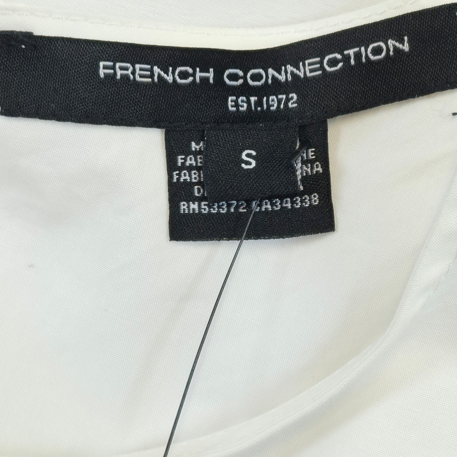 FRENCH CONNECTION White Cotton Scalloped Hem Eyelet Trim Crop Top Size S NWT
