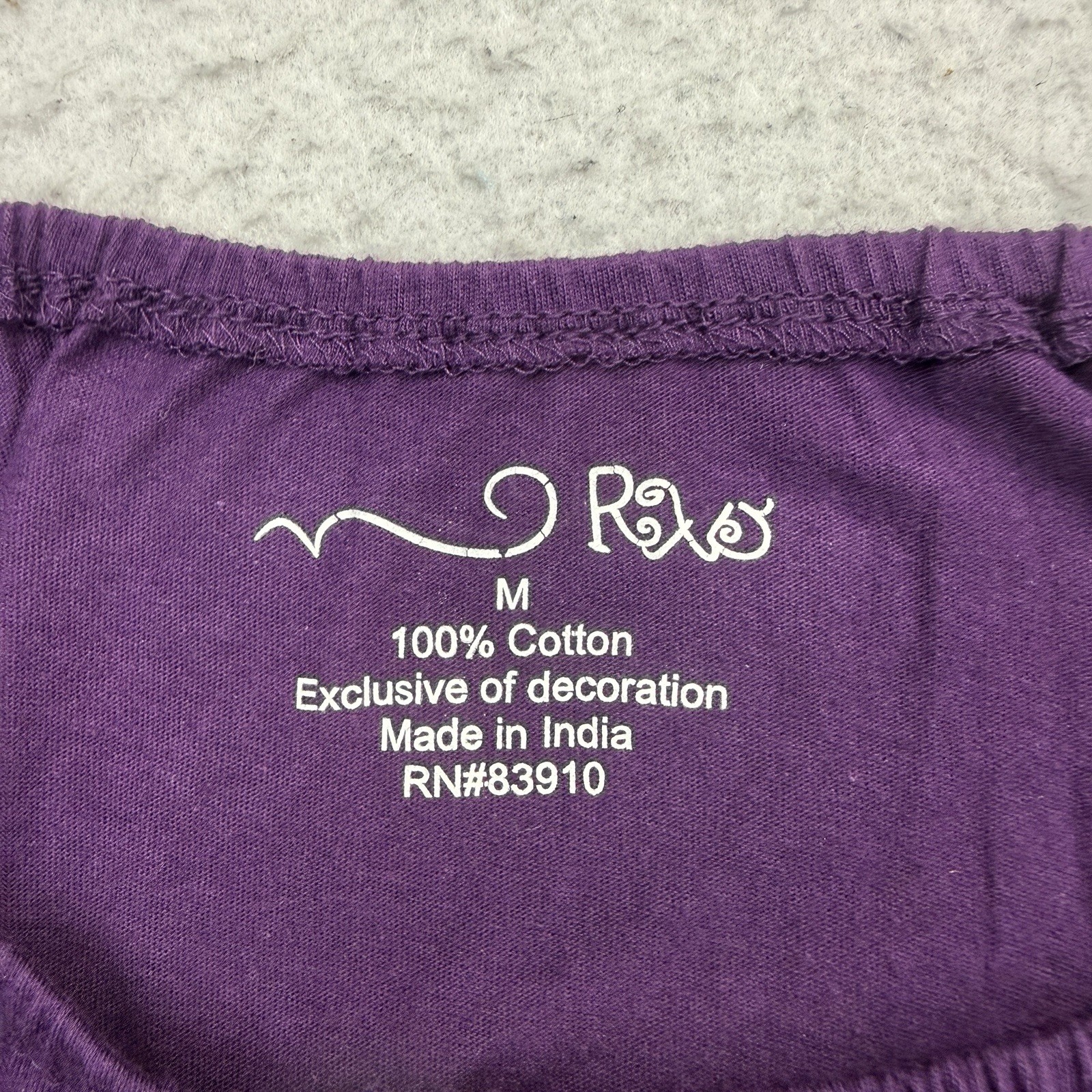 RXB Tunic Womens Medium M Purple Floral Embroidered Long Sleeve Cotton Boho
