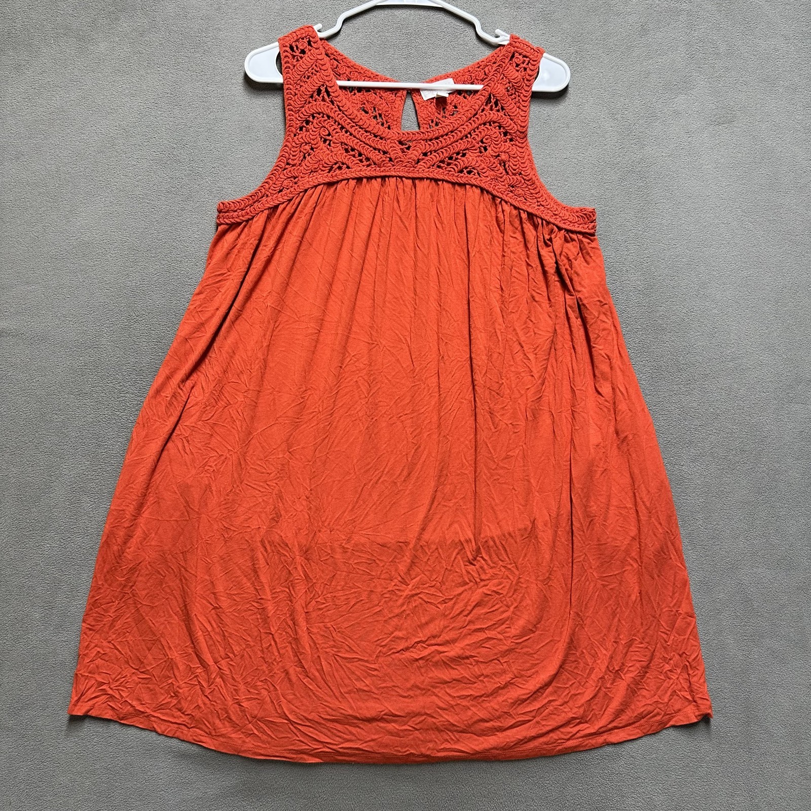 a:glow Swing Tank Top Women 1X Maternity Orange Boho Textured Crochet Sleeveless