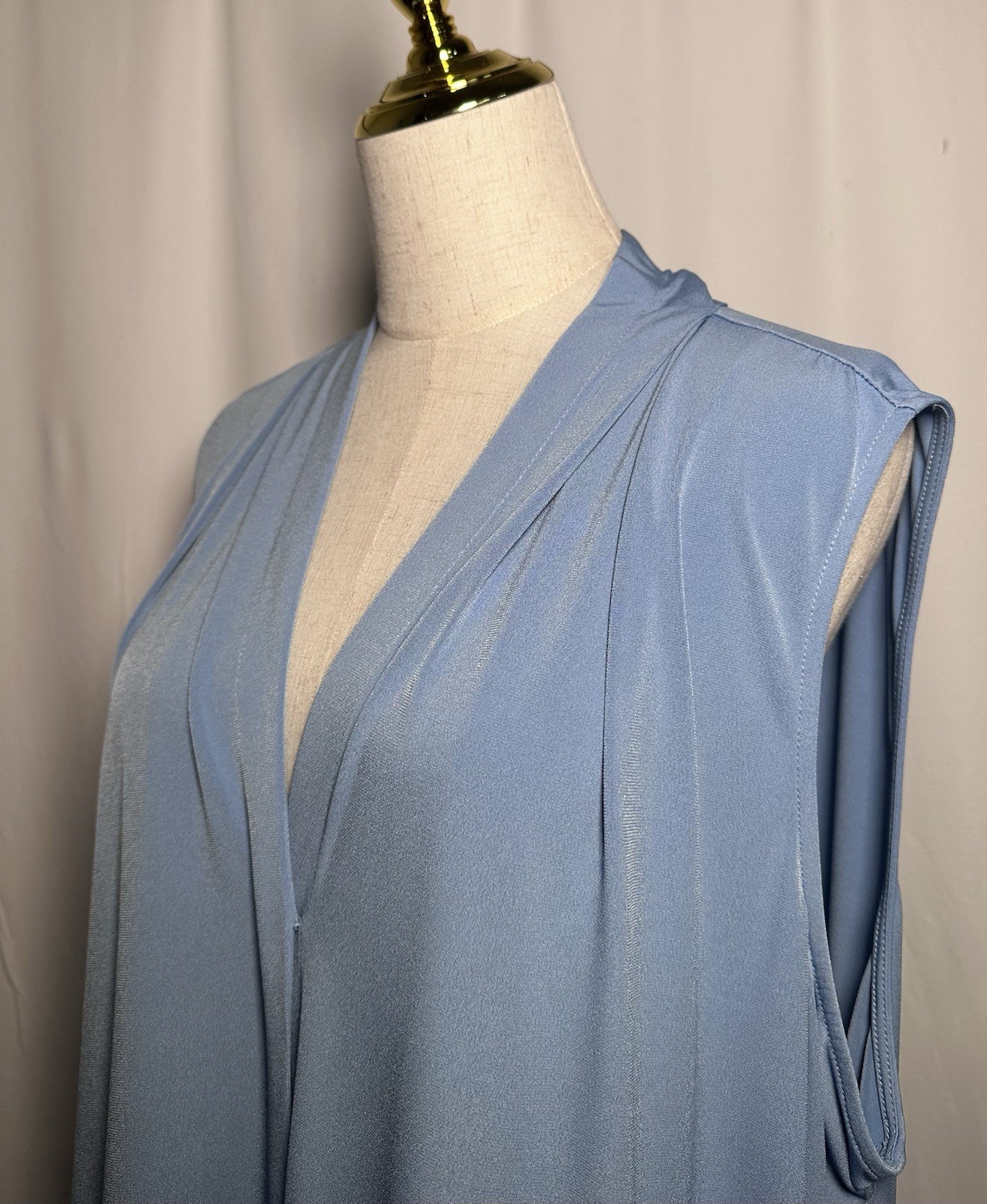 Calvin Klein Women Blouse Shirt Top 3X Sleeveless Stretchy Popover Blue New