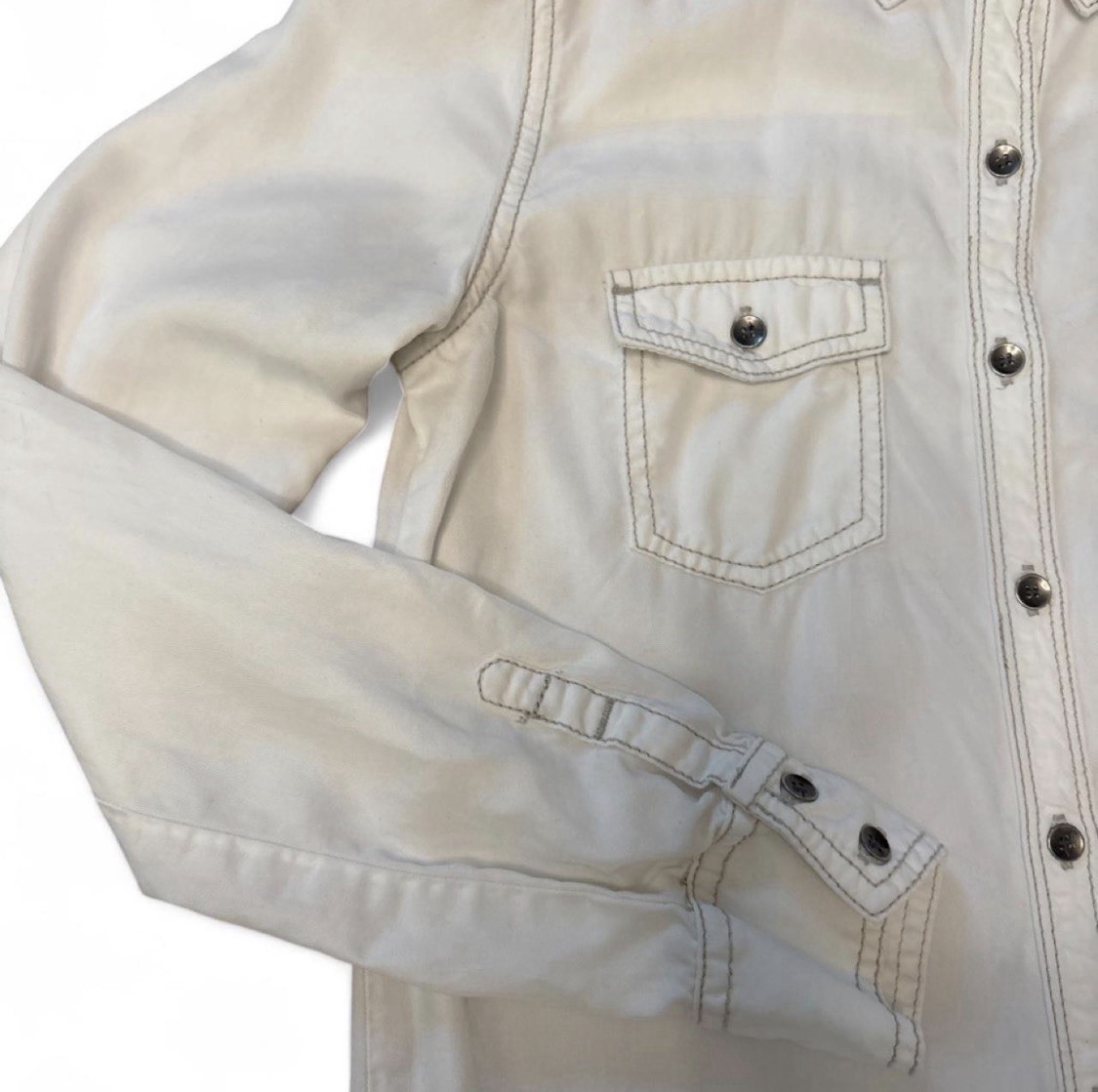 Halogen Womens Shirt XS indie Ivory Tencel Western Snap Utility Safari Minimalis