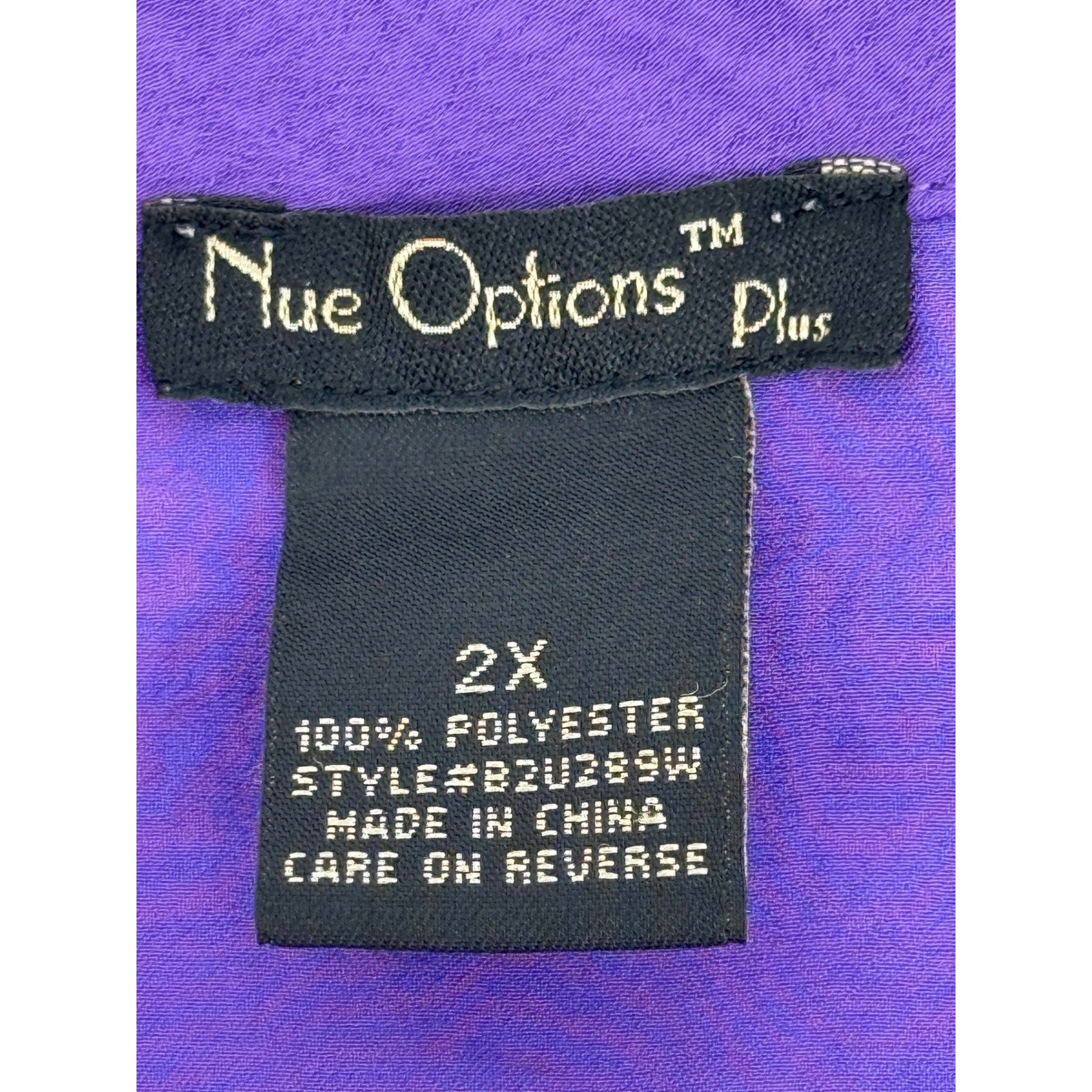 Nue Options Plus Womens Sz 2X Purple Cowl Neck Short Sleeve Blouse