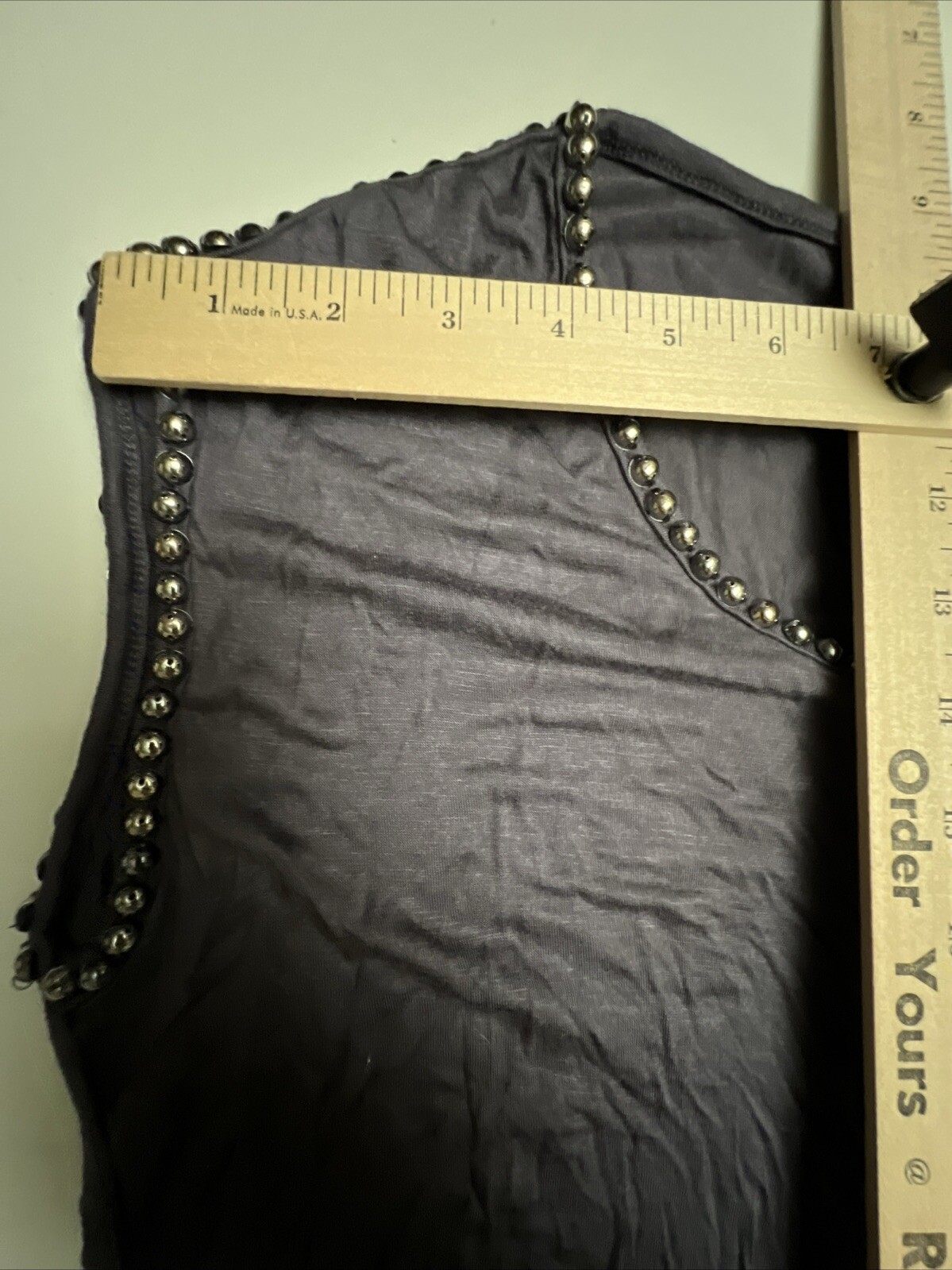 Milano Tank Top Blouse Women’s Medium Top Gray Studded Stretch NEW NWT