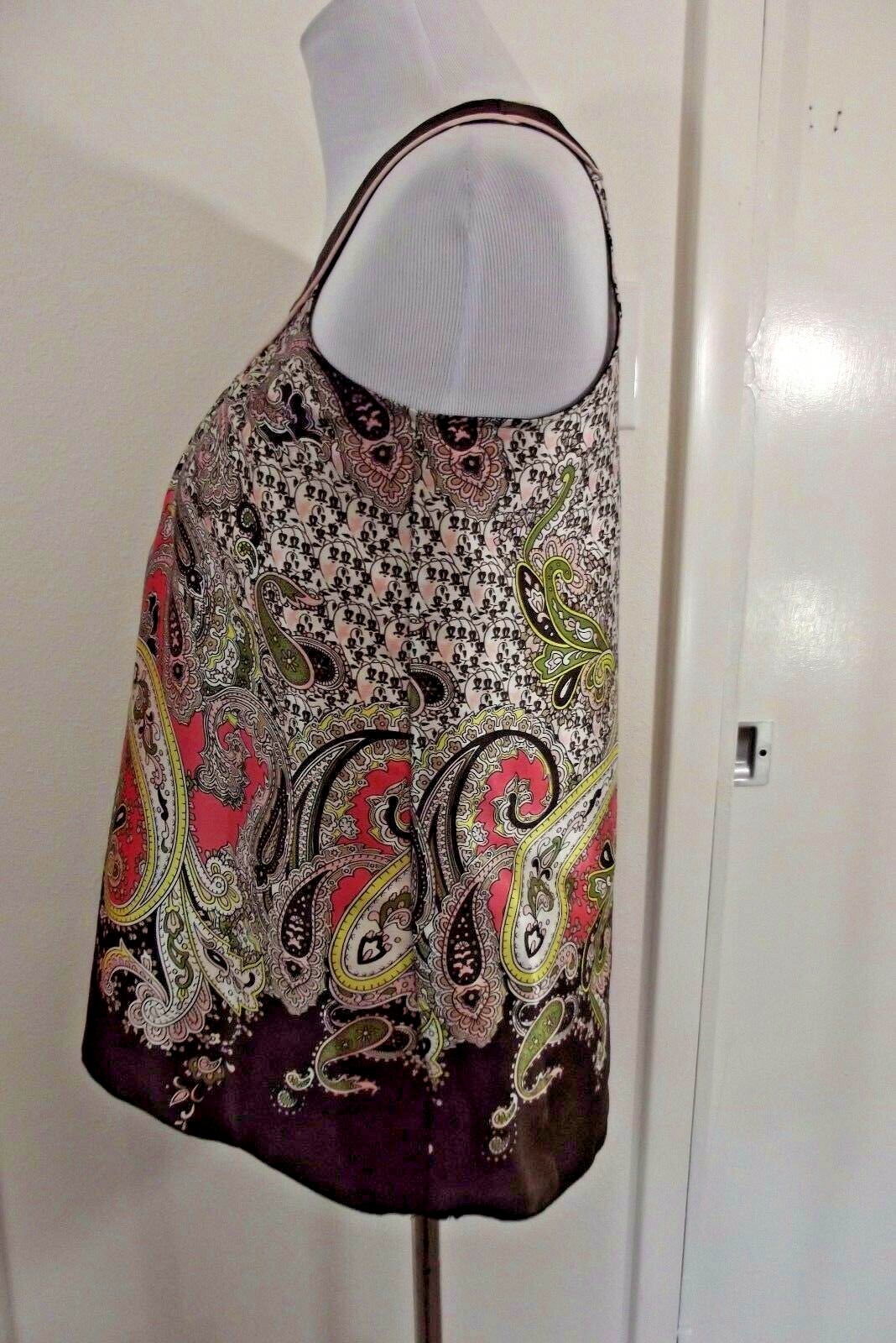 B WEAR Sleeveless BLOUSE – Size Small – Multi-Colored Paisley Print Silky Shirt